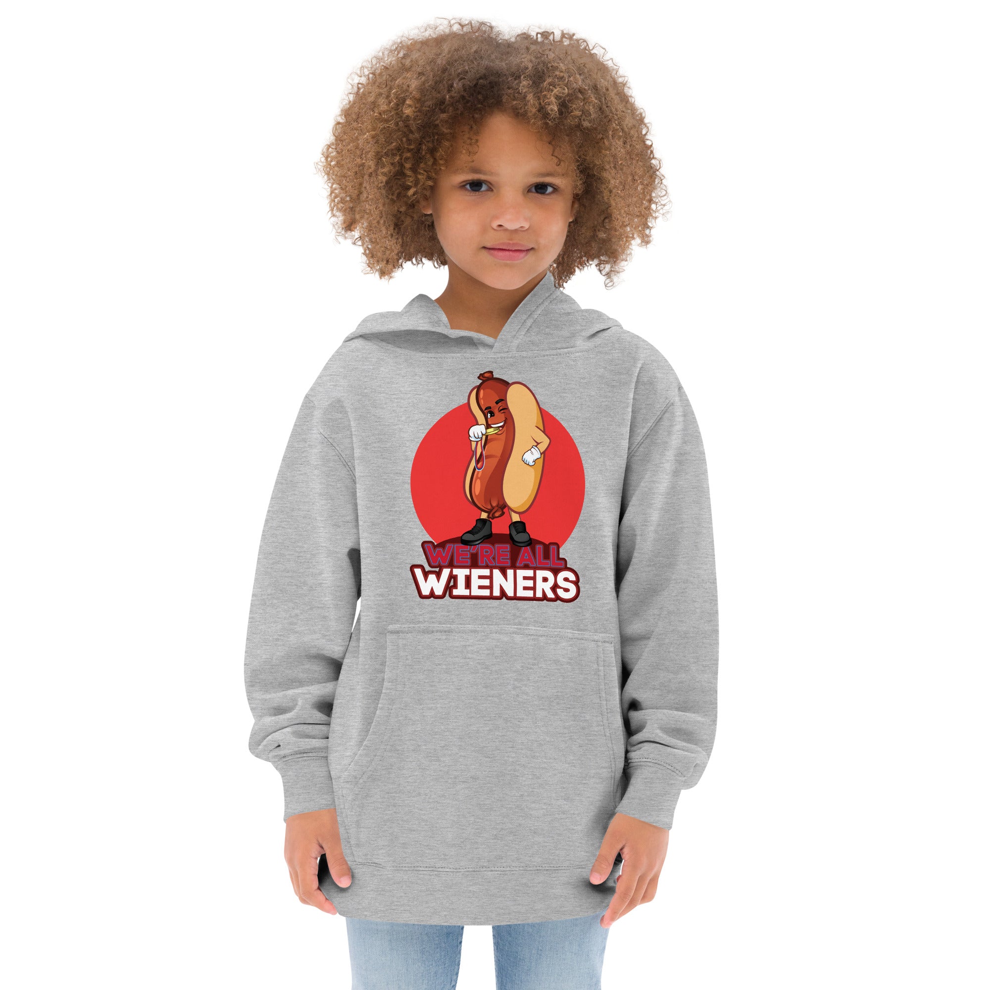 We're All Wieners - Kids Fleece Hoodie - Red