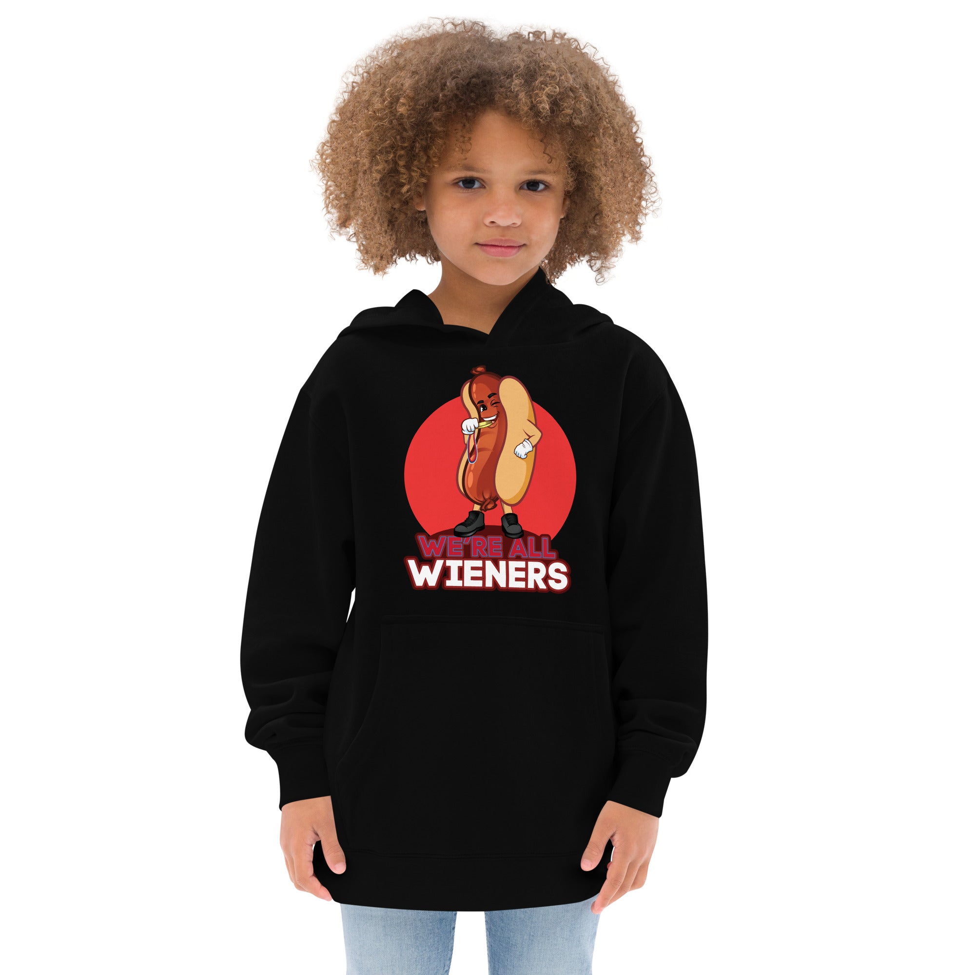 We're All Wieners - Kids Fleece Hoodie - Red