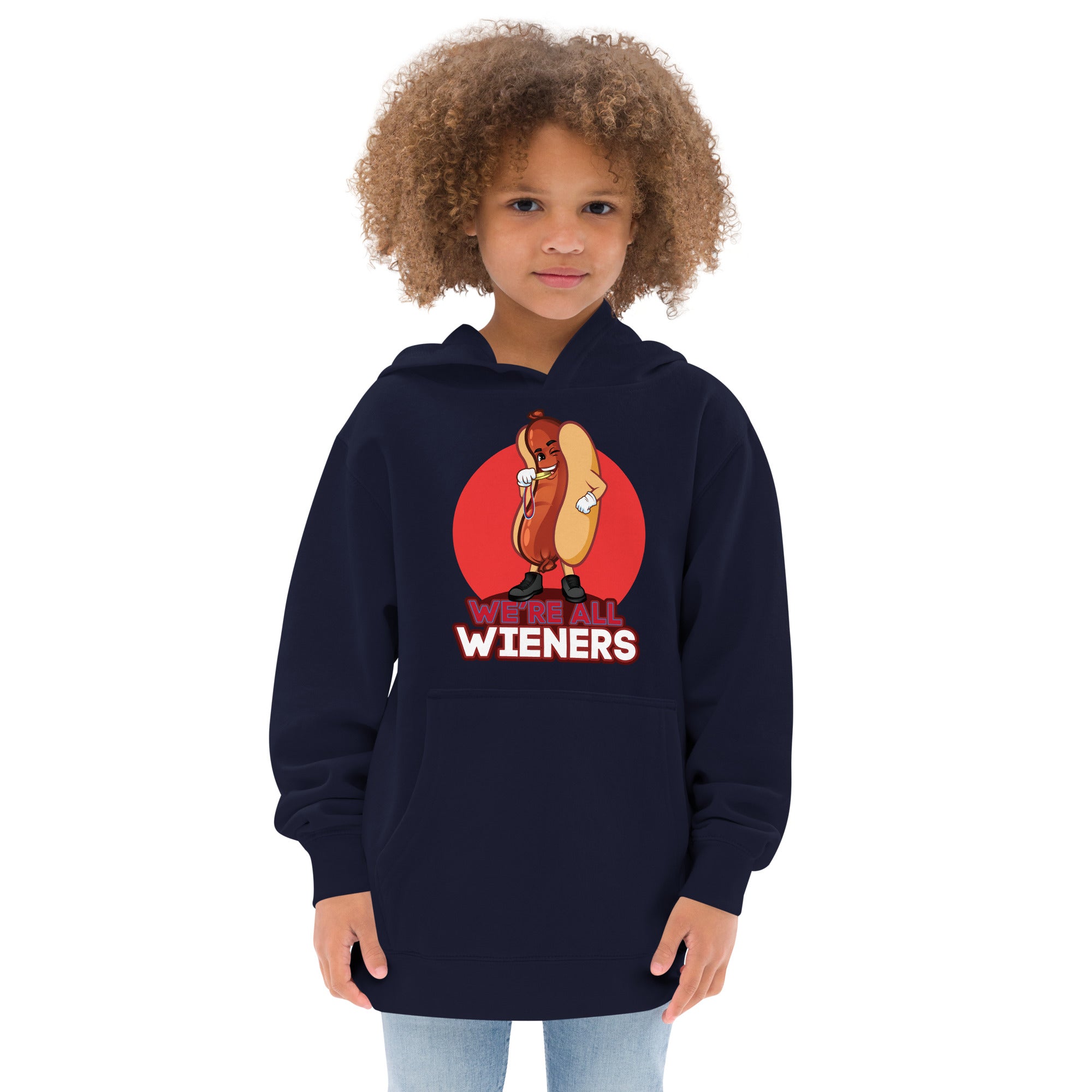 We're All Wieners - Kids Fleece Hoodie - Red