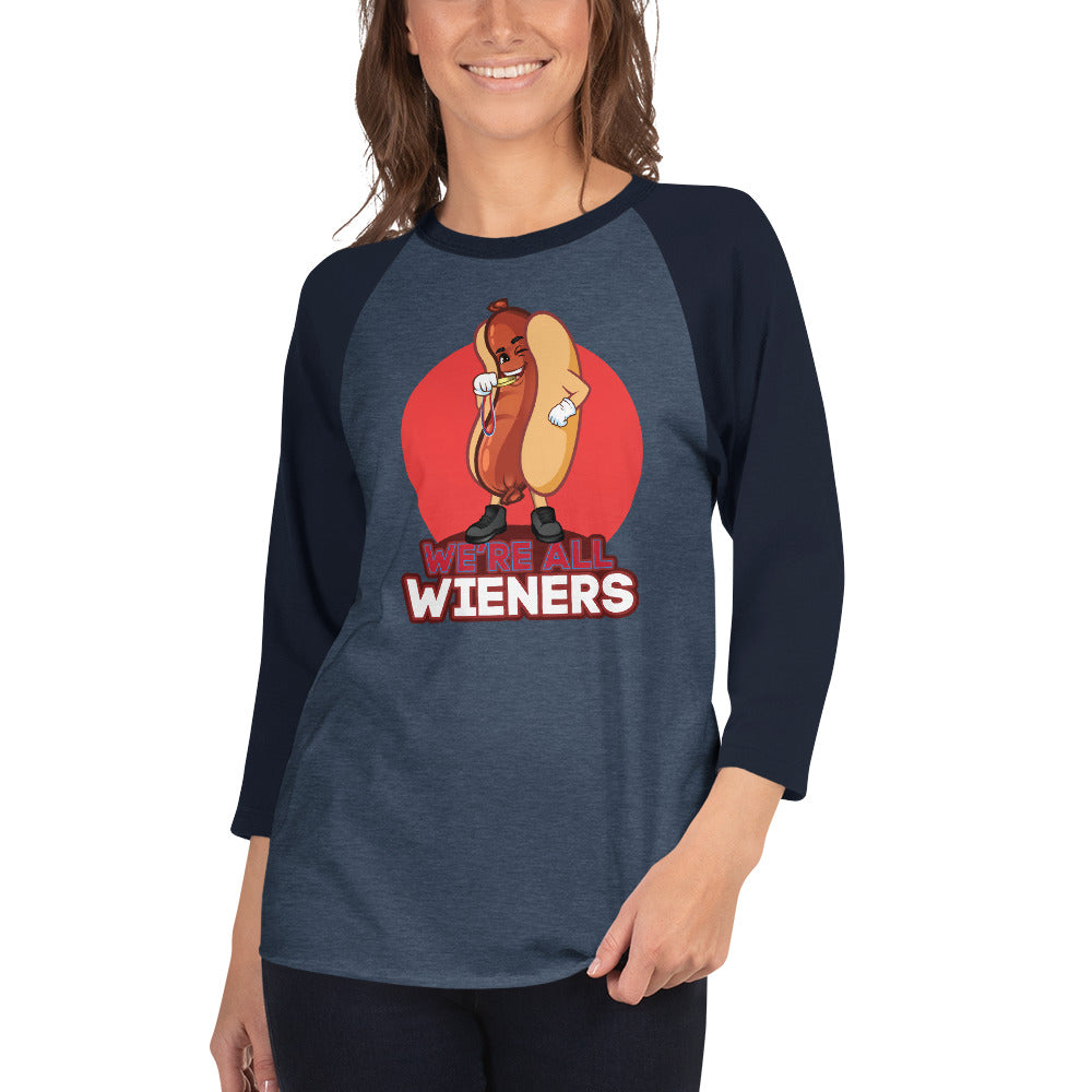 We're All Wieners Women's 3/4 Sleeve - Red