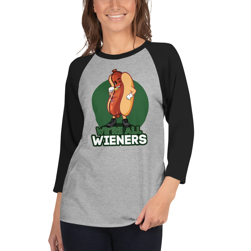 We're All Wieners Women's 3/4 Sleeve - Green