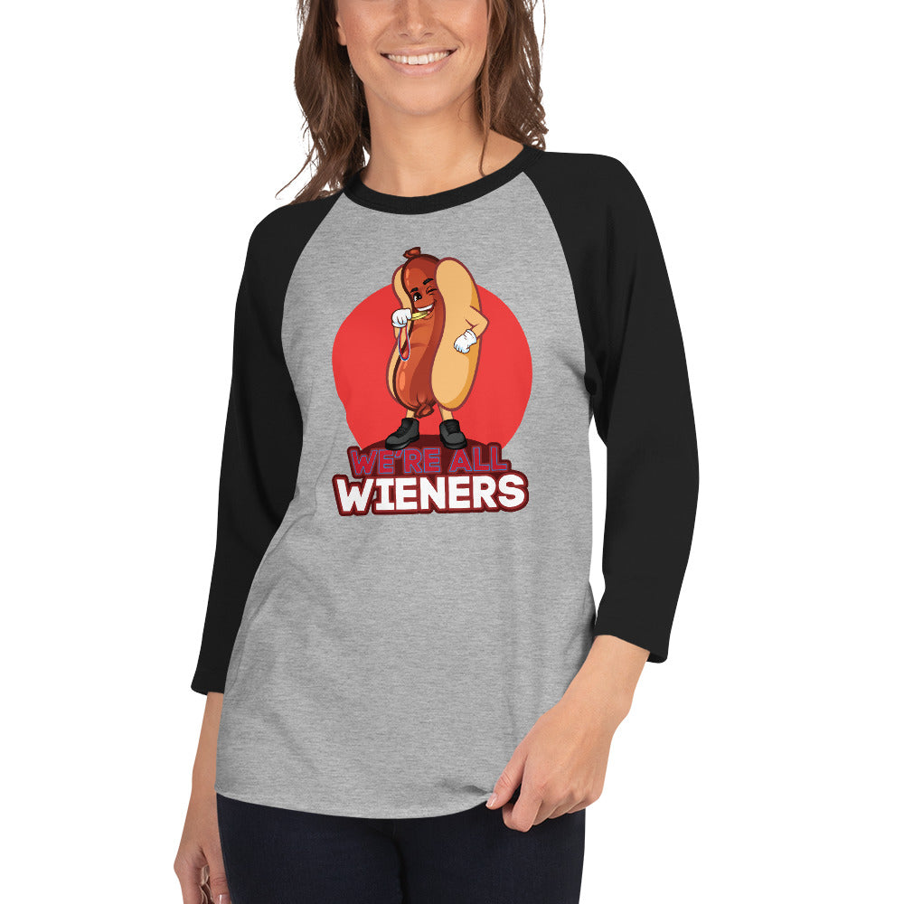 We're All Wieners Women's 3/4 Sleeve - Red