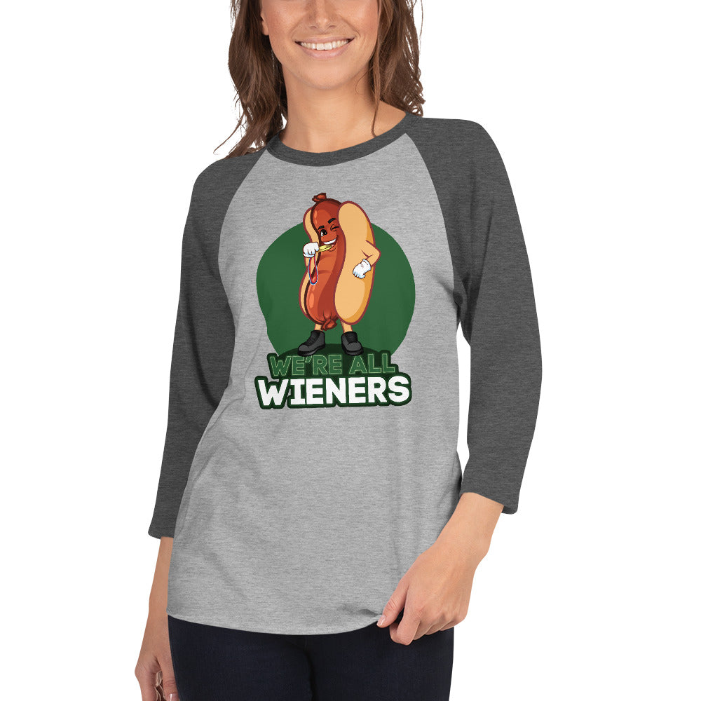 We're All Wieners Women's 3/4 Sleeve - Green