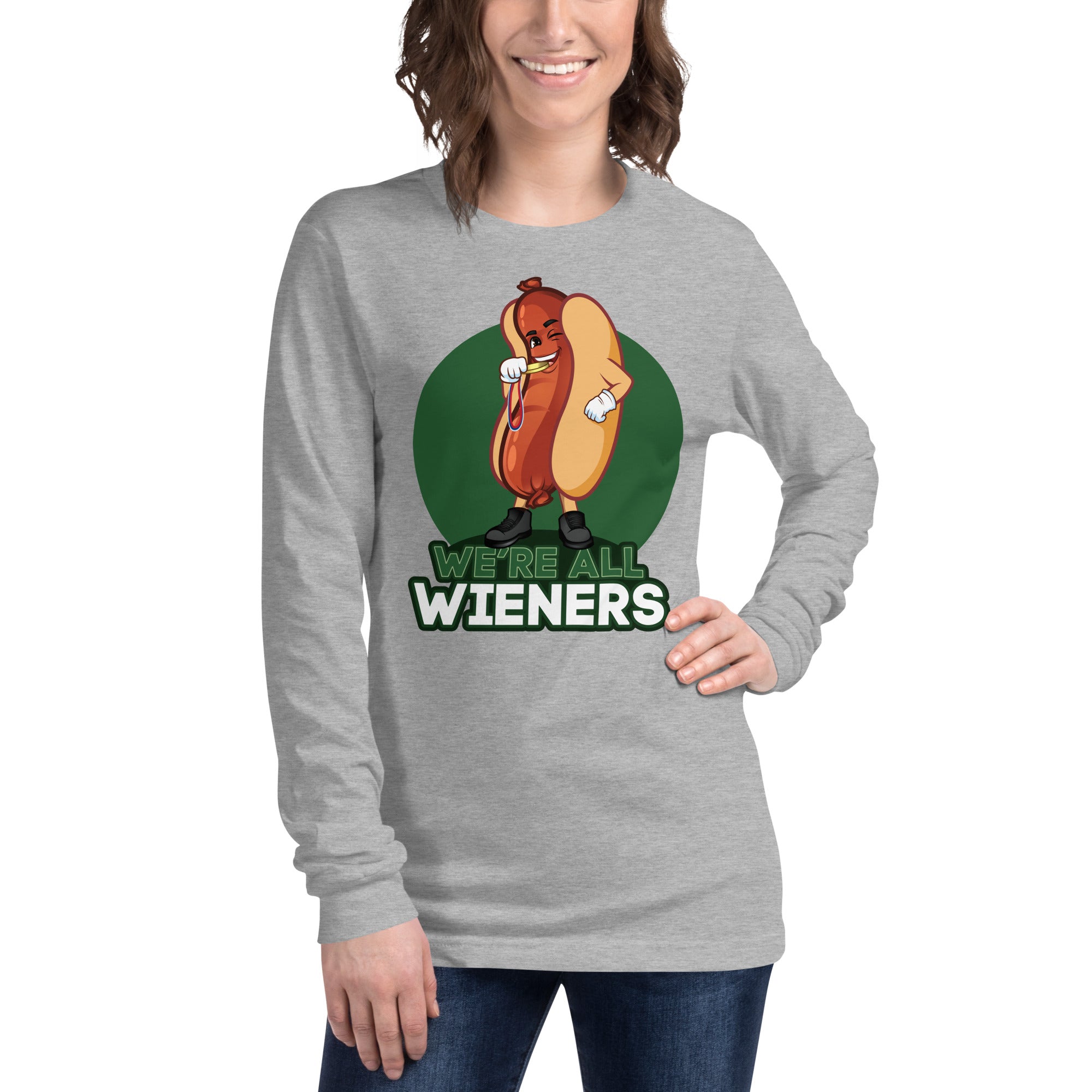 We're All Wieners Women's Select Long Sleeve - Green