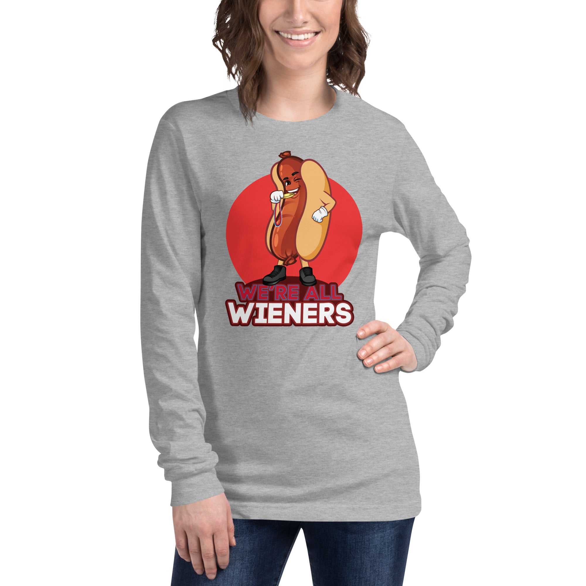 We're All Wieners Women's Select Long Sleeve - Red