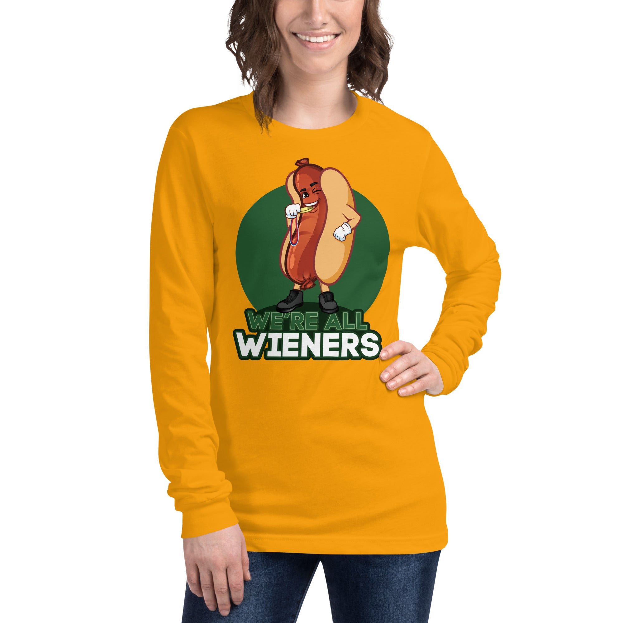 We're All Wieners Women's Select Long Sleeve - Green