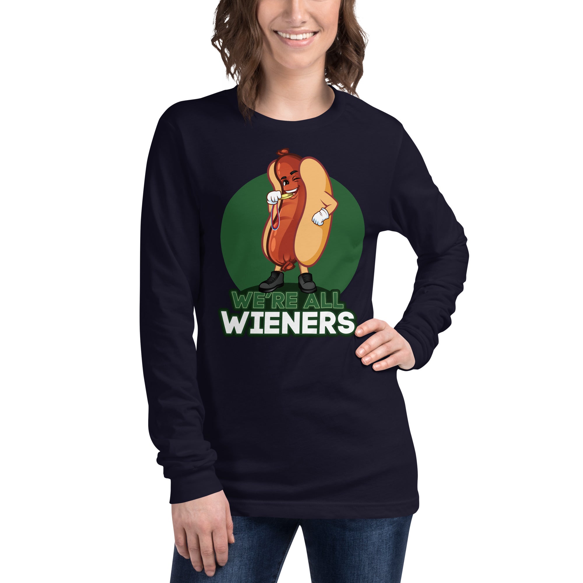 We're All Wieners Women's Select Long Sleeve - Green