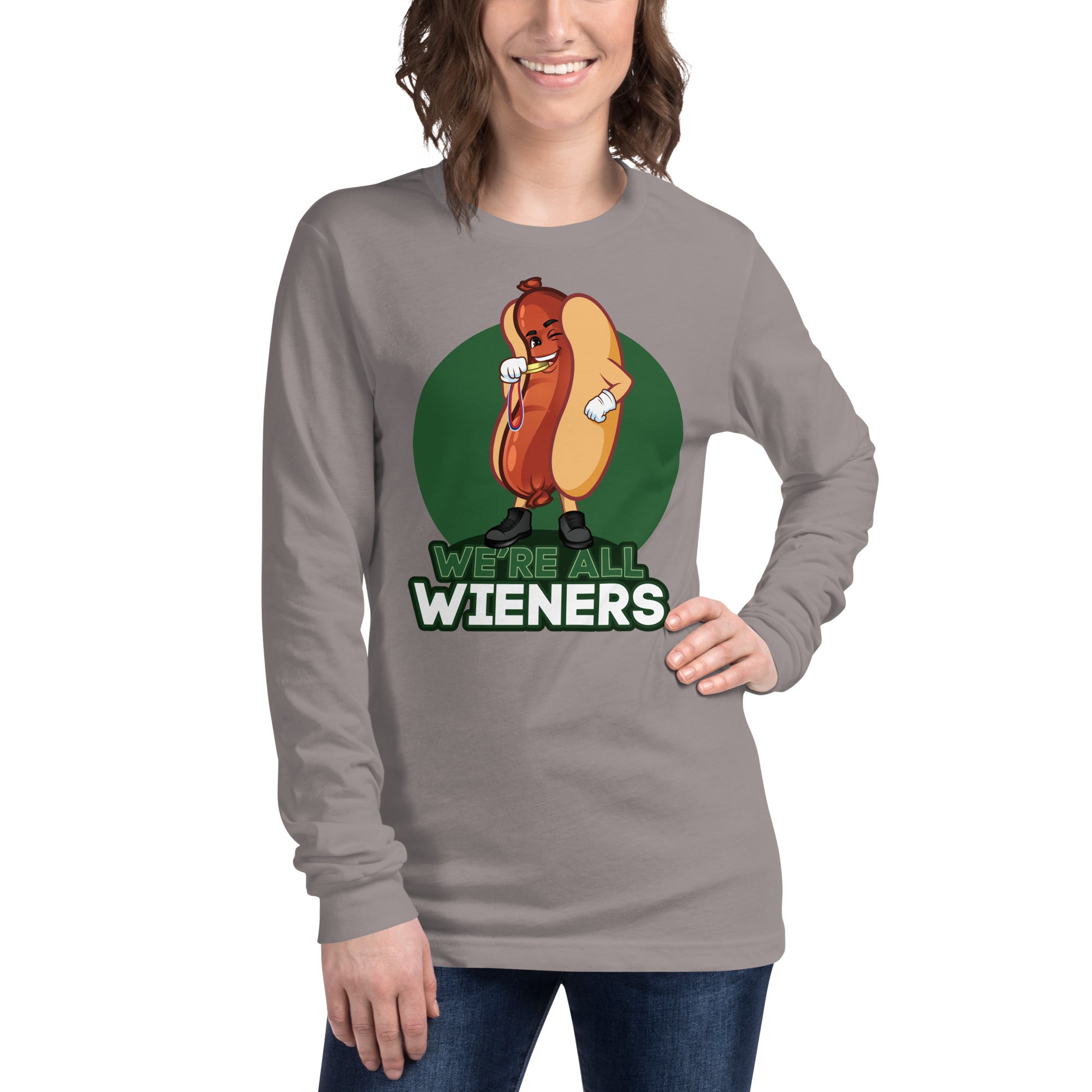 We're All Wieners Women's Select Long Sleeve - Green