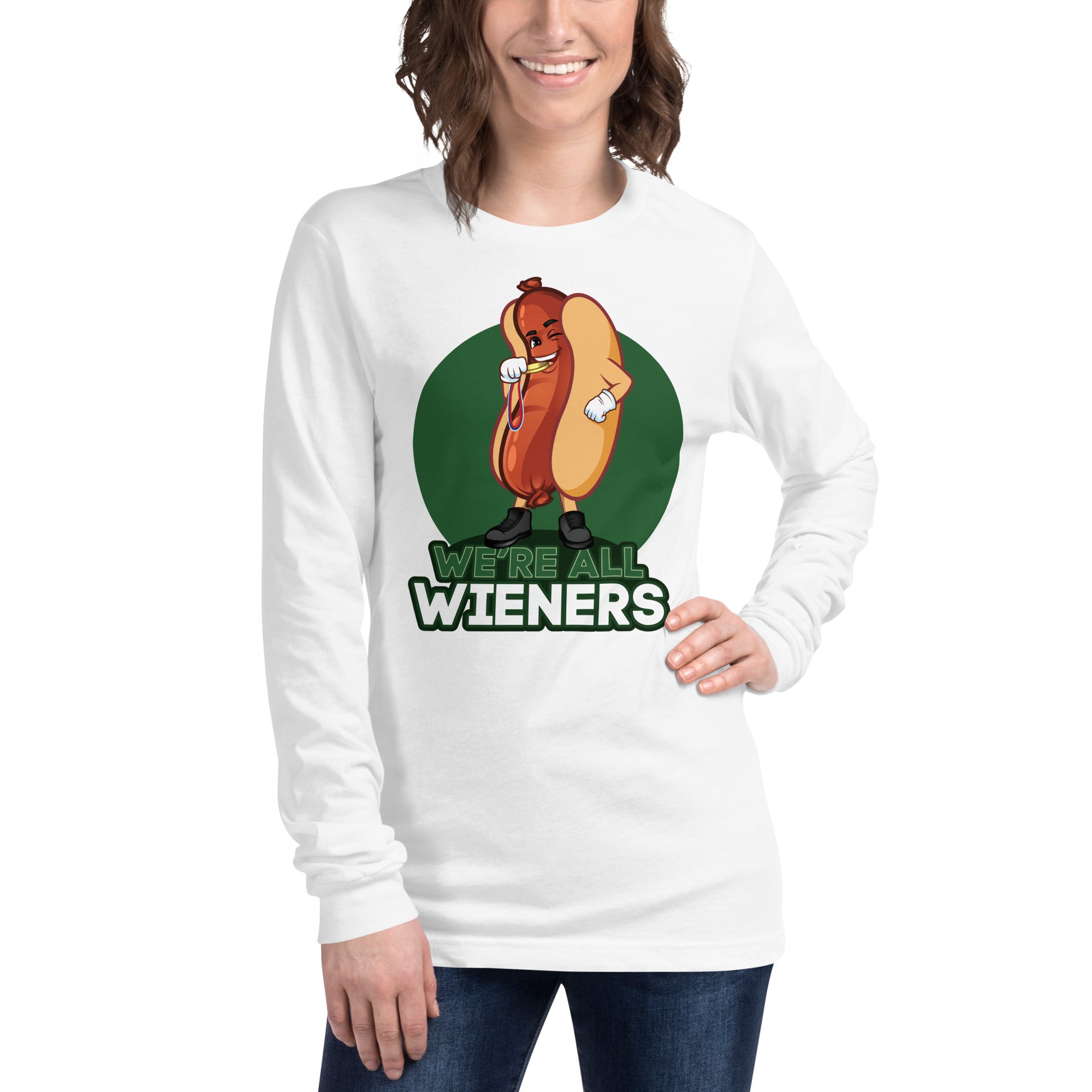 We're All Wieners Women's Select Long Sleeve - Green