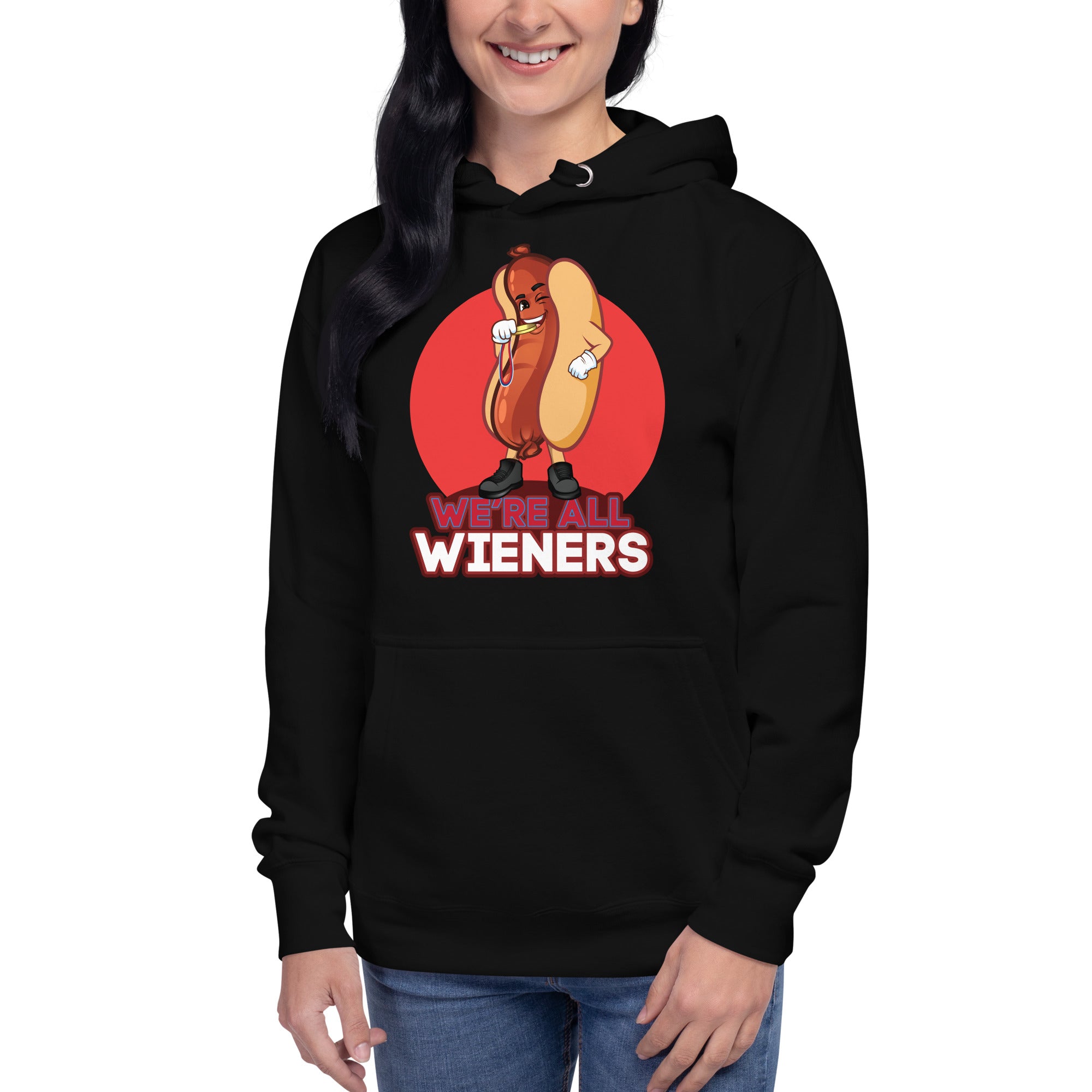 We're All Wieners Women's Heavy Hoodie - Red
