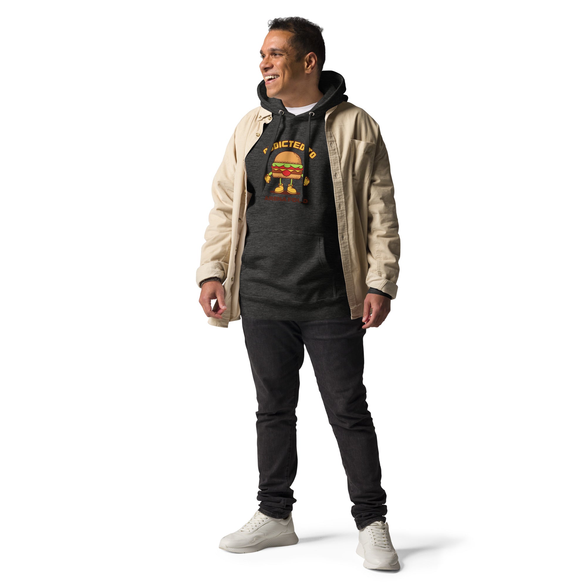 Addicted To Arena Food Men's Heavy Hoodie | Charcoal Heather | The Original Sports Mom