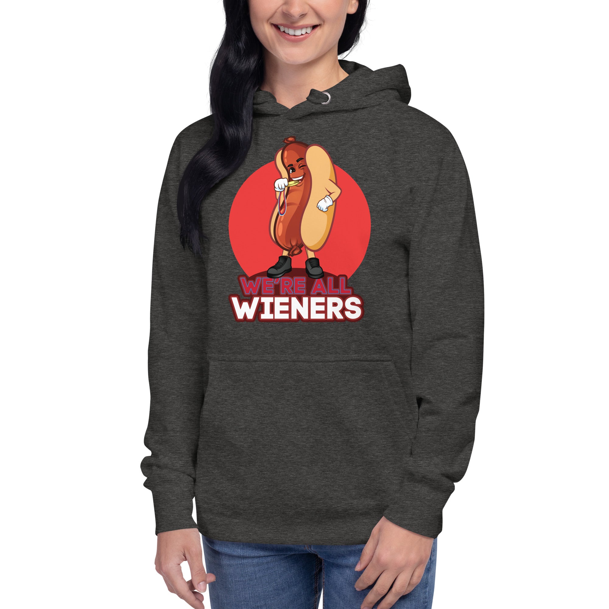 We're All Wieners Women's Heavy Hoodie - Red