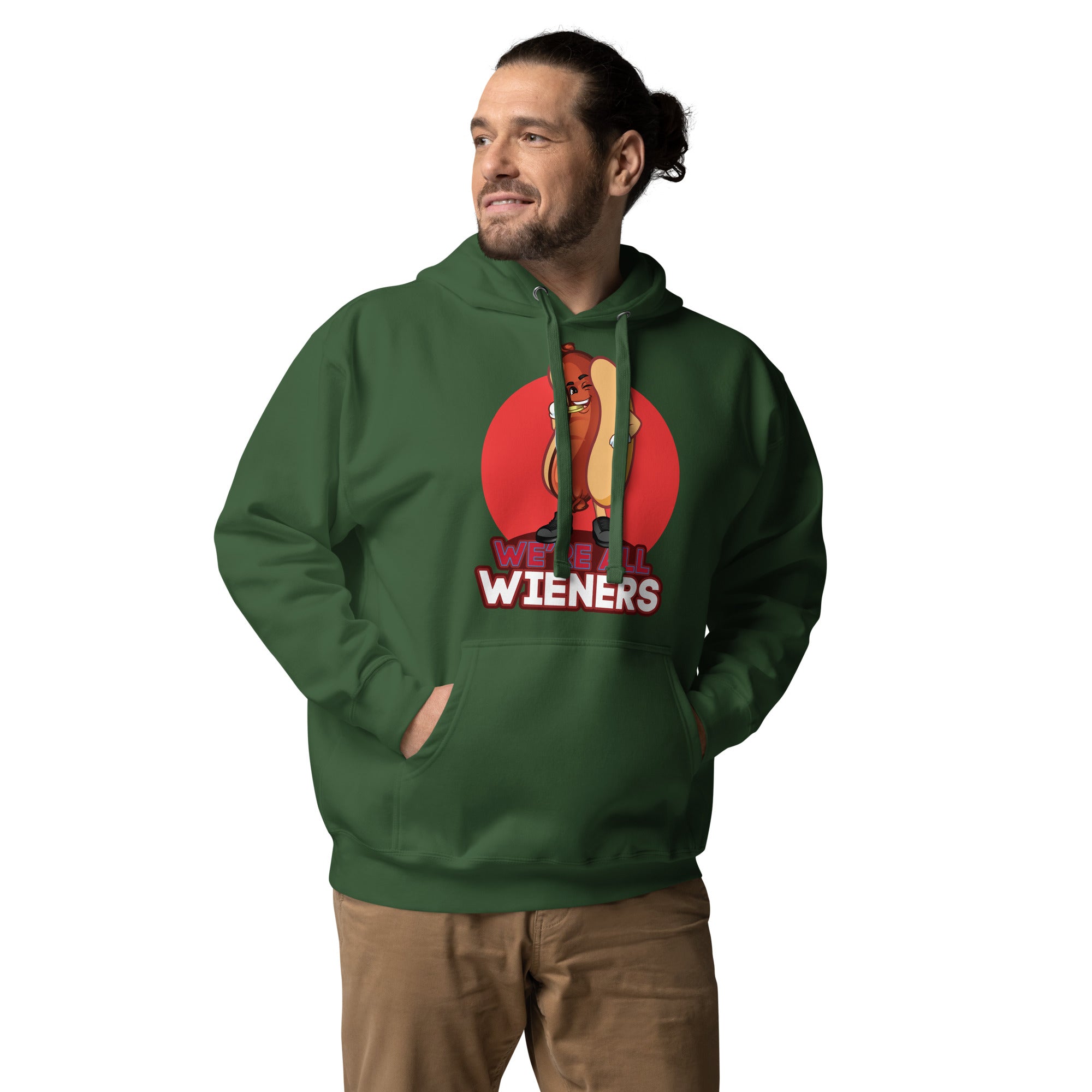 We're All Wieners Original Men's Heavy Hoodie - Red