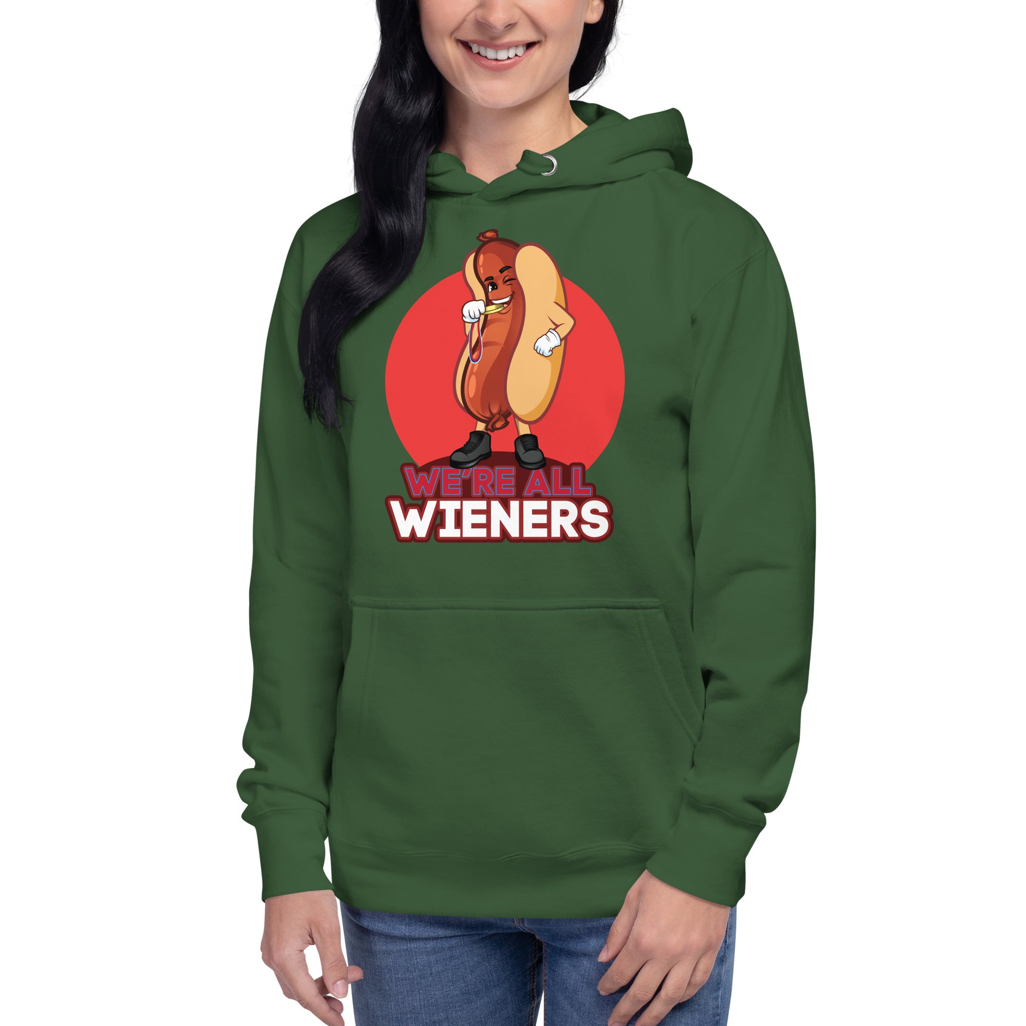 We're All Wieners Women's Heavy Hoodie - Red