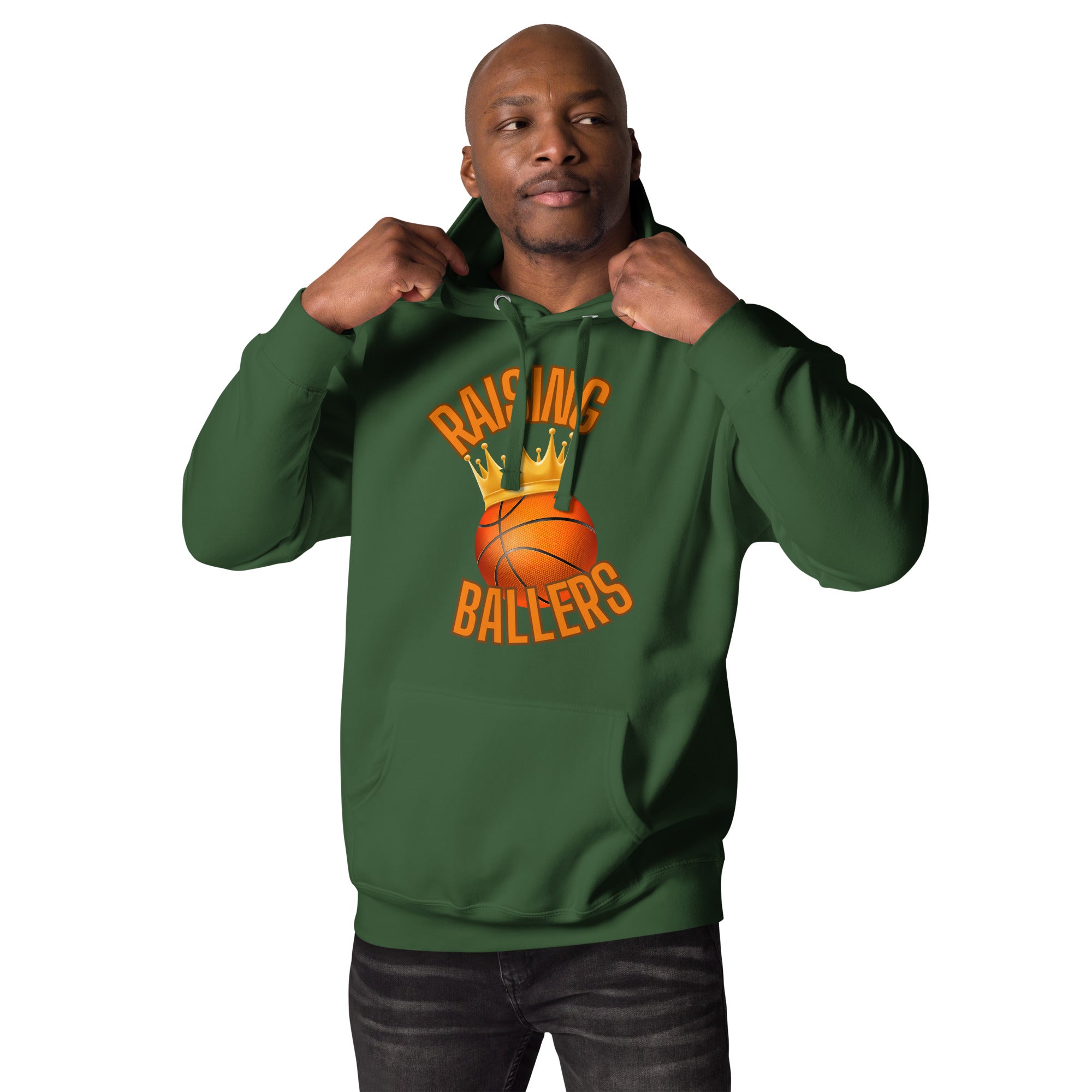 Raising Ballers Men's Heavy Hoodie Forest Green | The Original Sports Mom
