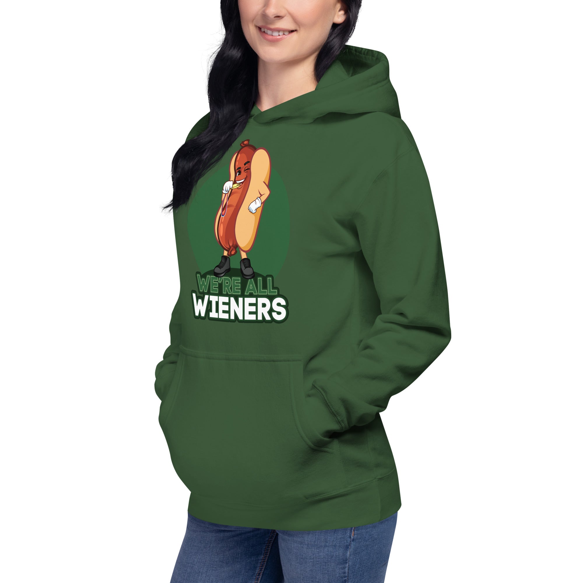We're All Wieners Original Women's Heavy Hoodie - Green