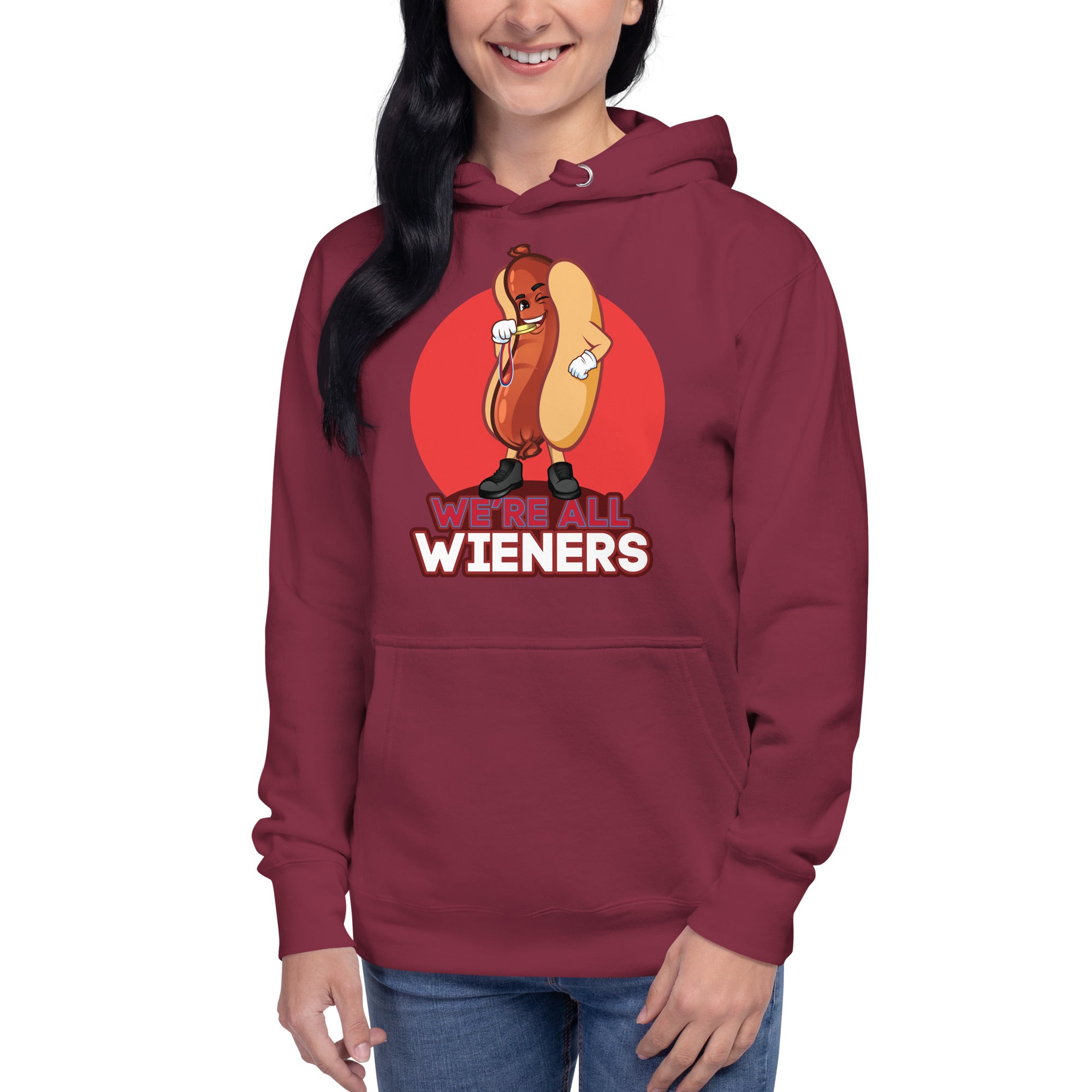 We're All Wieners Women's Heavy Hoodie - Red