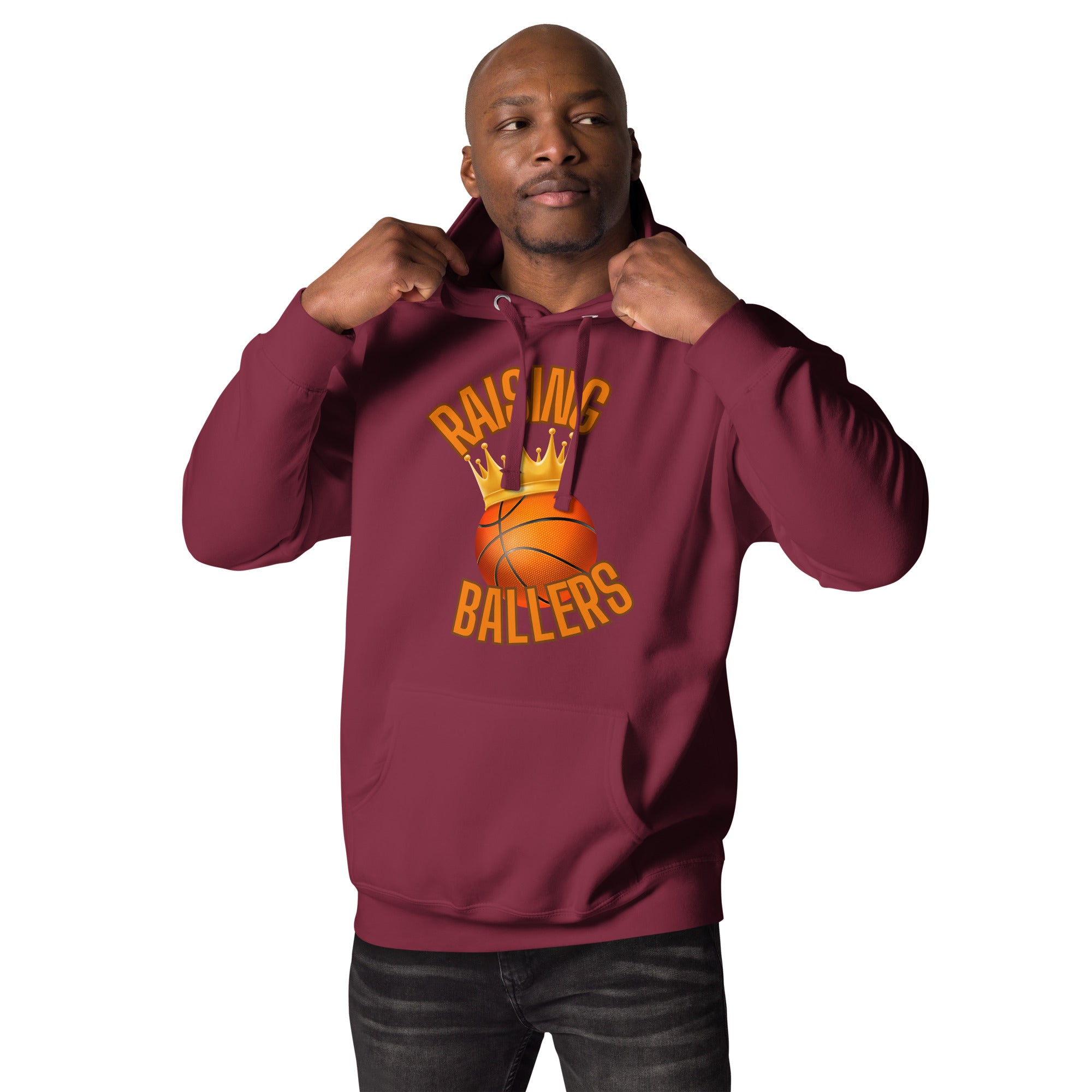Raising Ballers Men's Heavy Hoodie Maroon | The Original Sports Mom