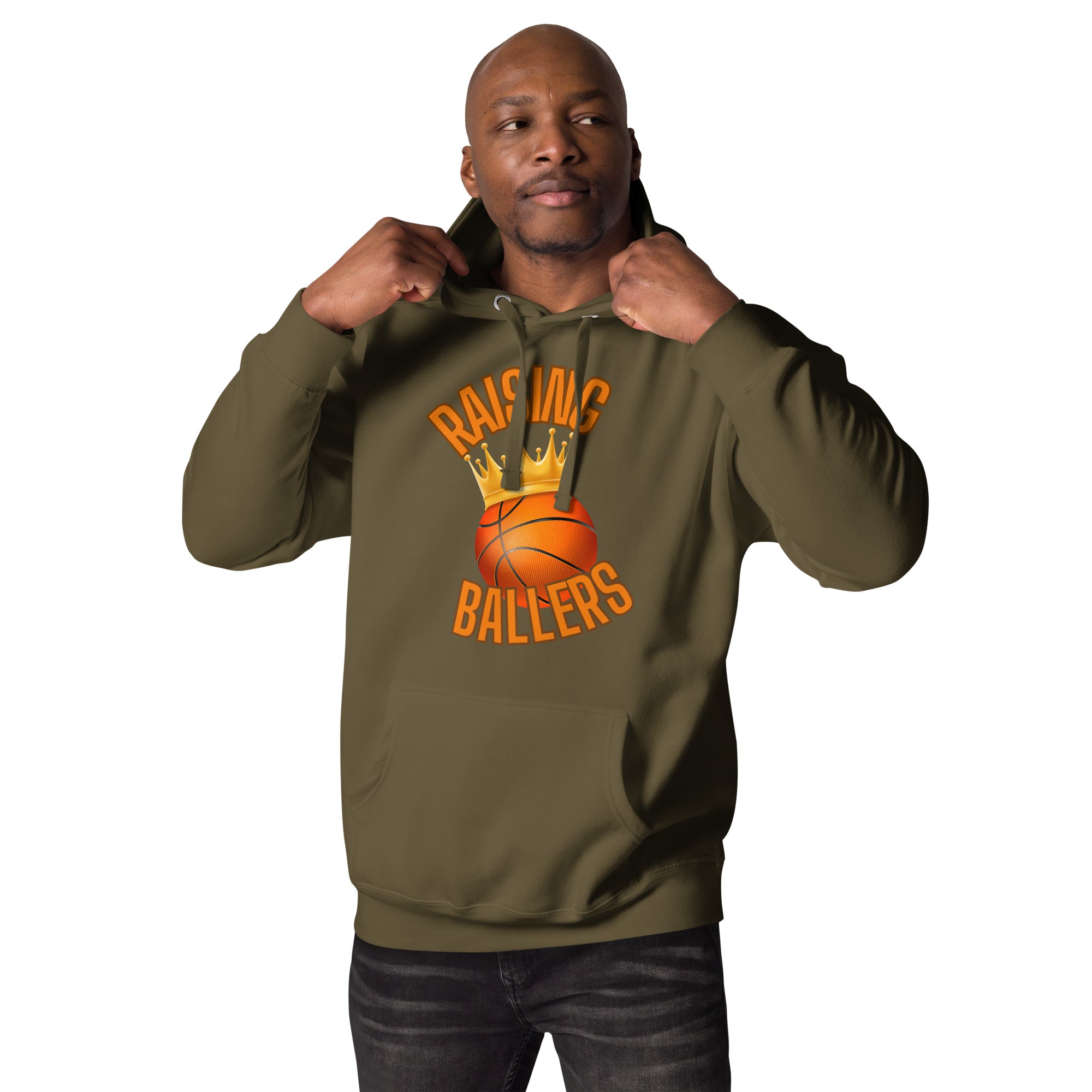 Raising Ballers Men's Heavy Hoodie Military Green | The Original Sports Mom
