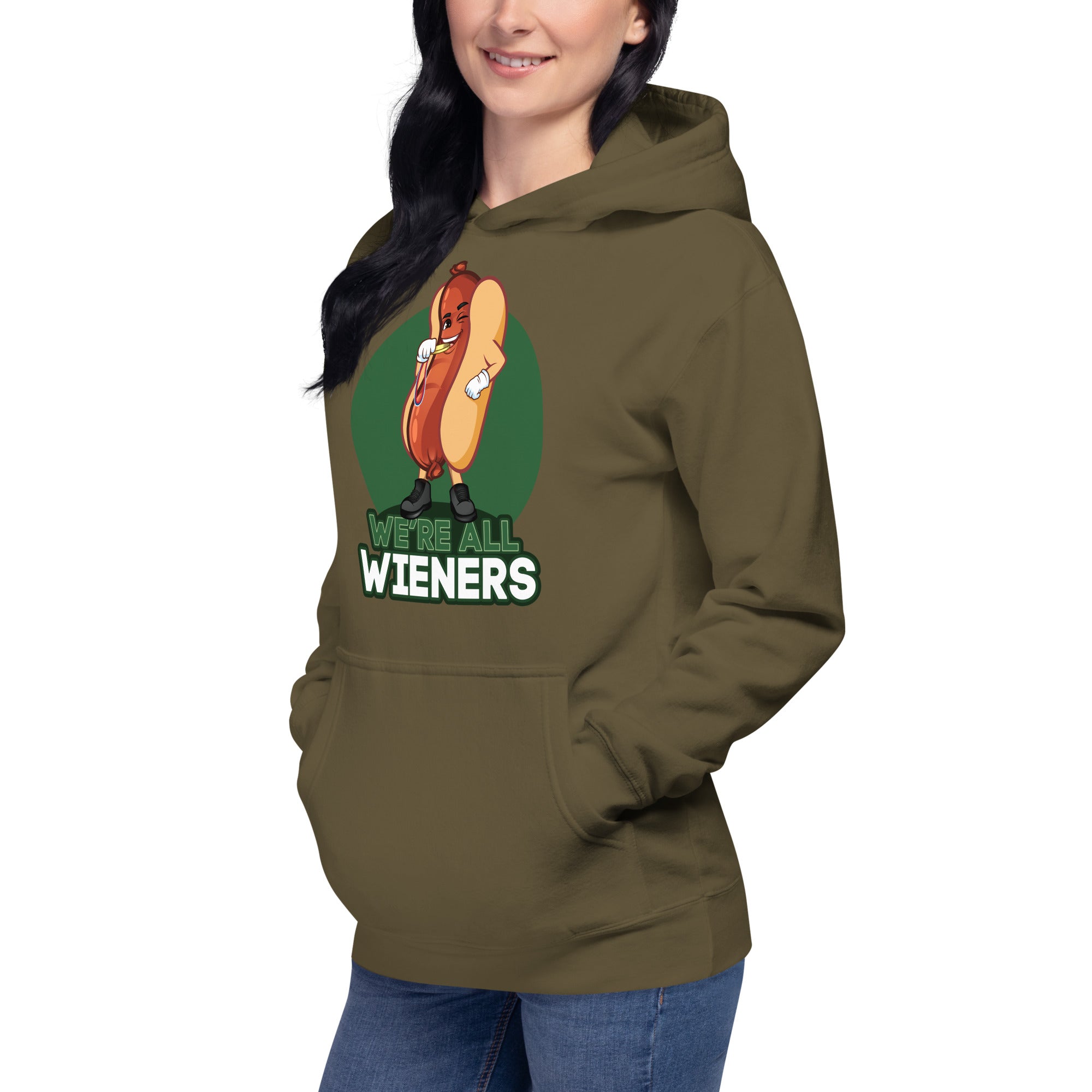 We're All Wieners Original Women's Heavy Hoodie - Green