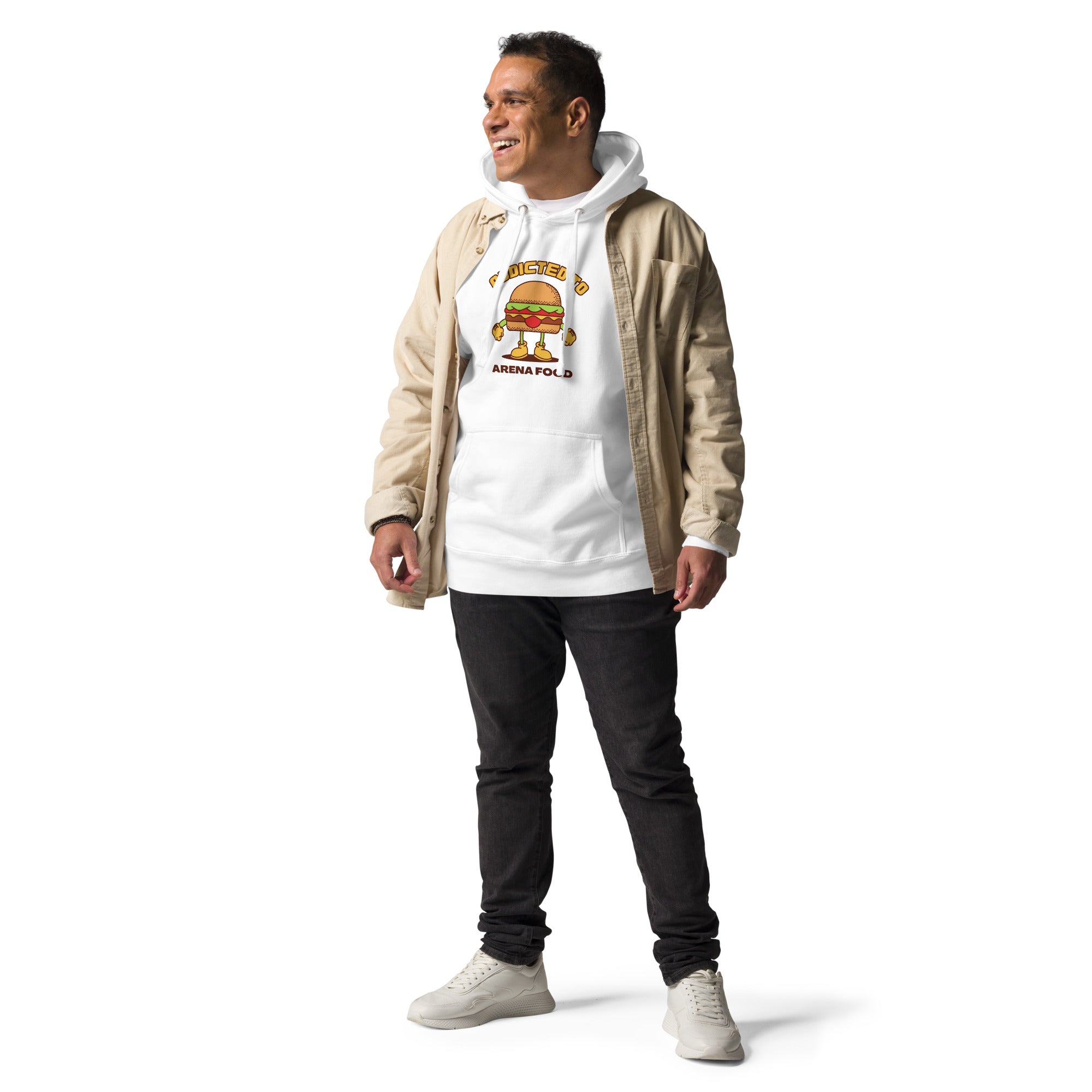 Addicted To Arena Food Men's Heavy Hoodie | White | The Original Sports Mom
