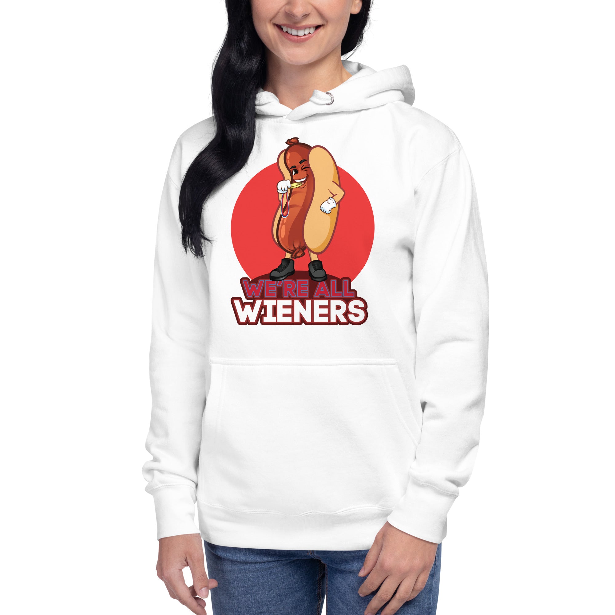 We're All Wieners Women's Heavy Hoodie - Red