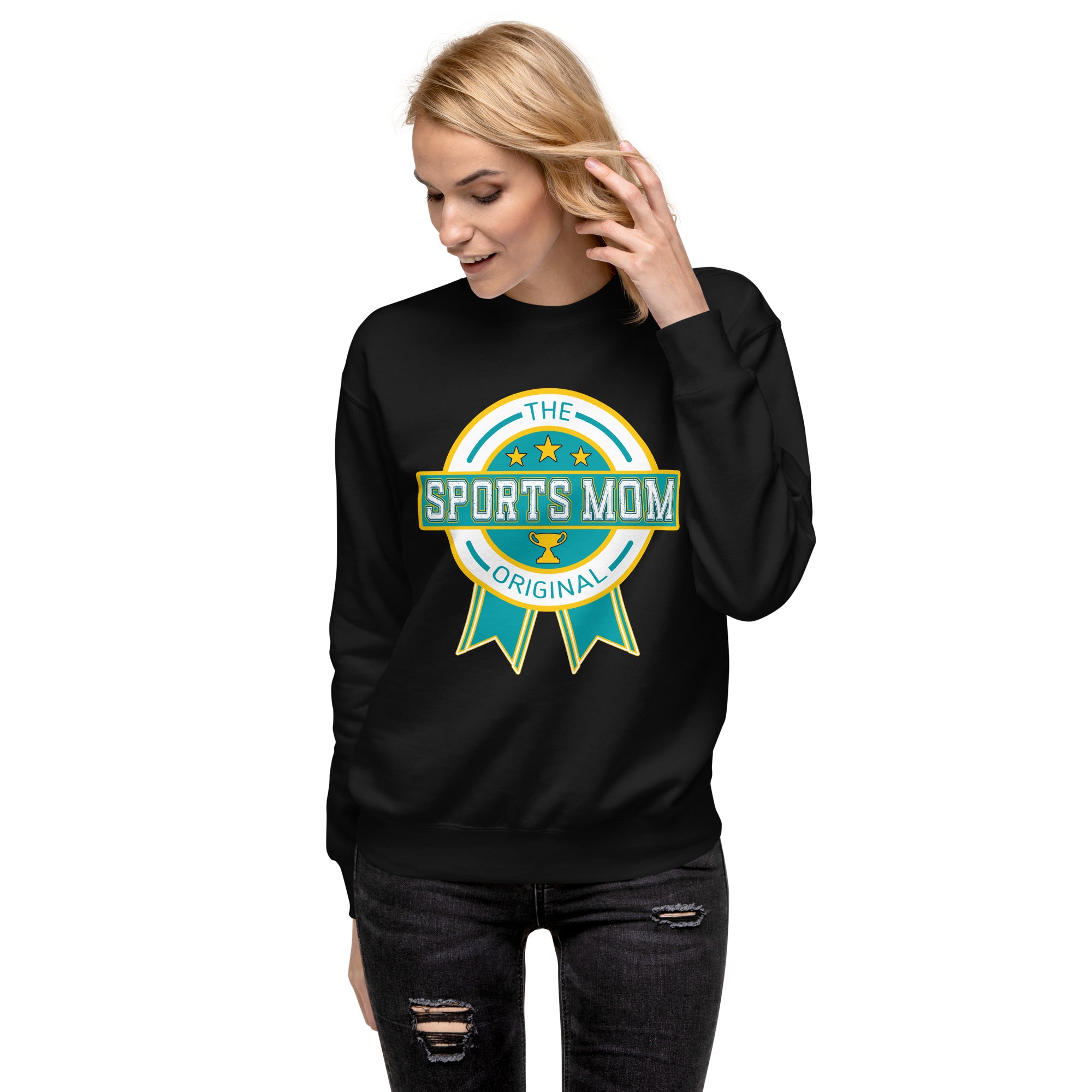 The Original Sports Mom Comfort Crew Sweatshirt Black | The Original Sports Mom