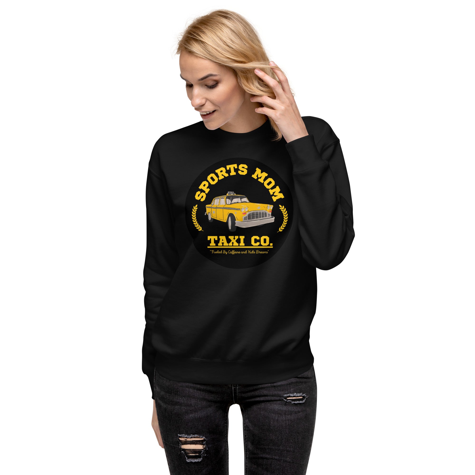 The Sports Mom Taxi Co. Original Premium Sweatshirt Black | The Original Sports Mom