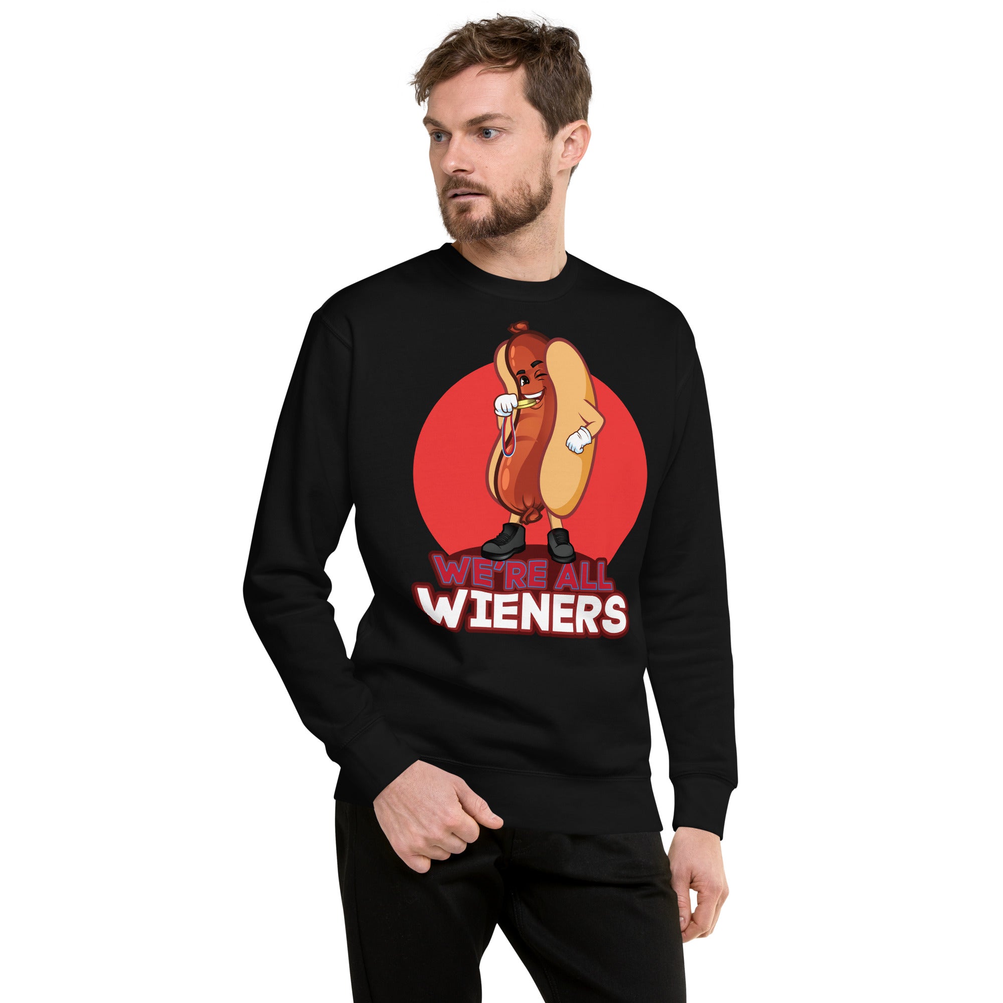 We're All Wiener's Men's Original Crew Sweatshirt - Red
