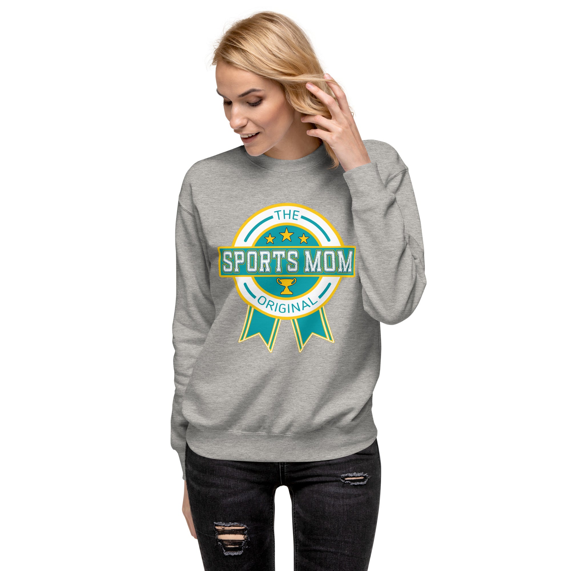 The Original Sports Mom Comfort Crew Sweatshirt Carbon Grey | The Original Sports Mom