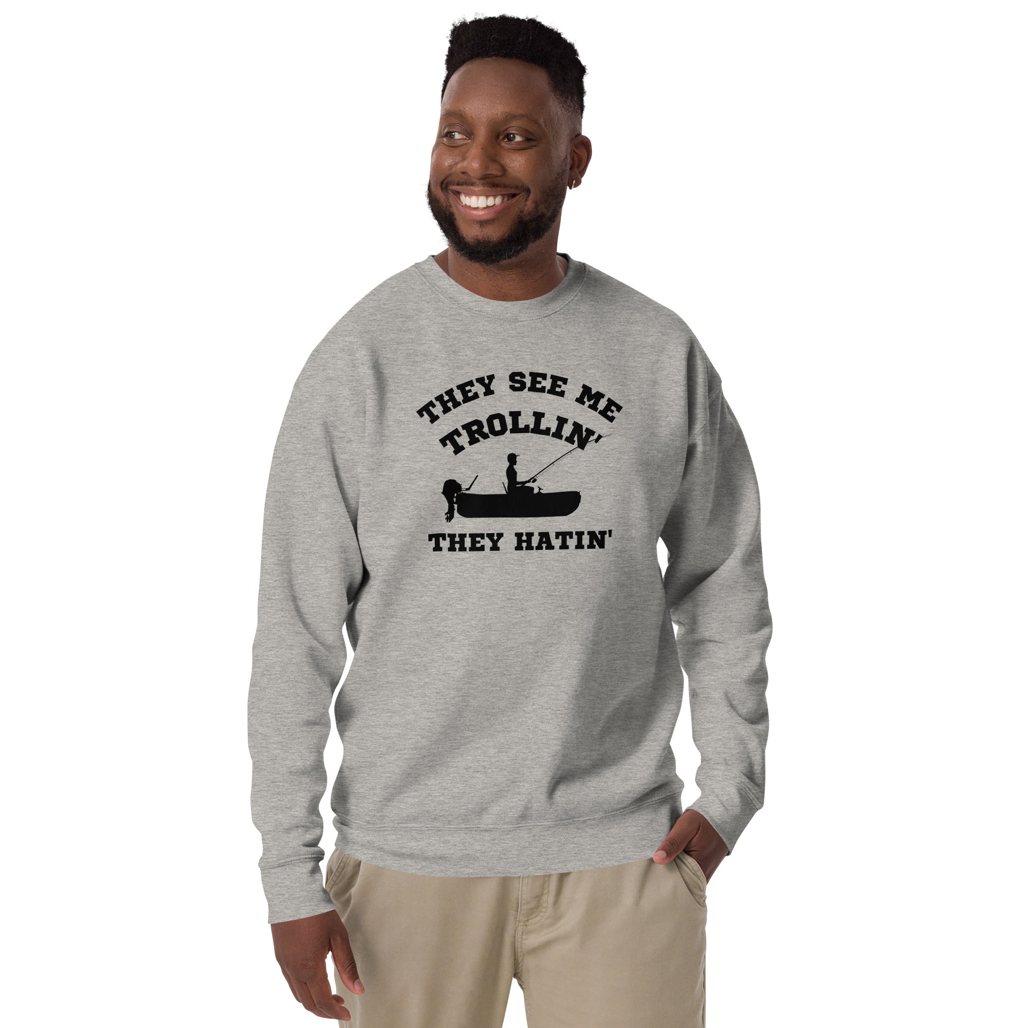 They See Me Trollin' Men's Heavy Crew Sweatshirt