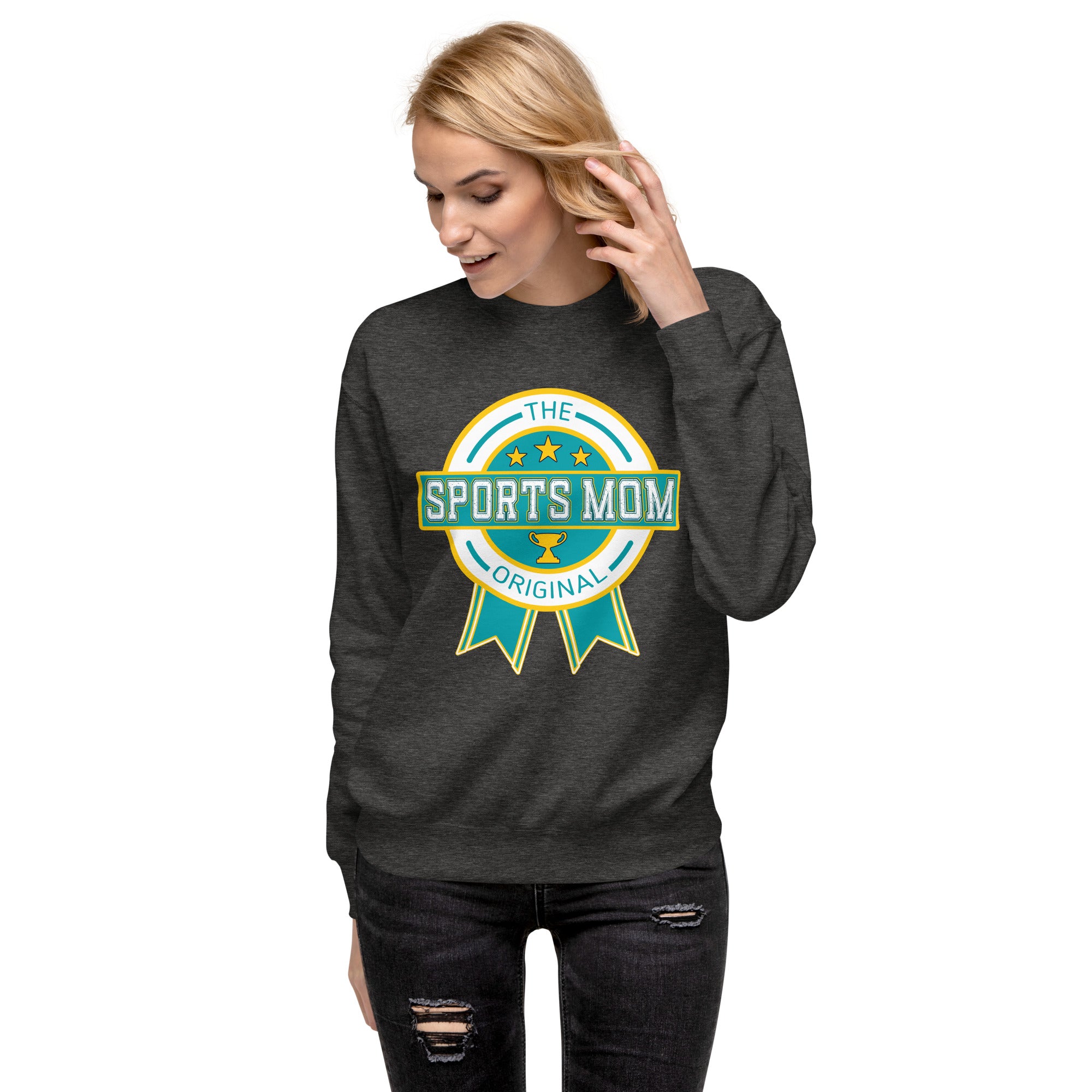 The Original Sports Mom Comfort Crew Sweatshirt Charcoal Heather | The Original Sports Mom