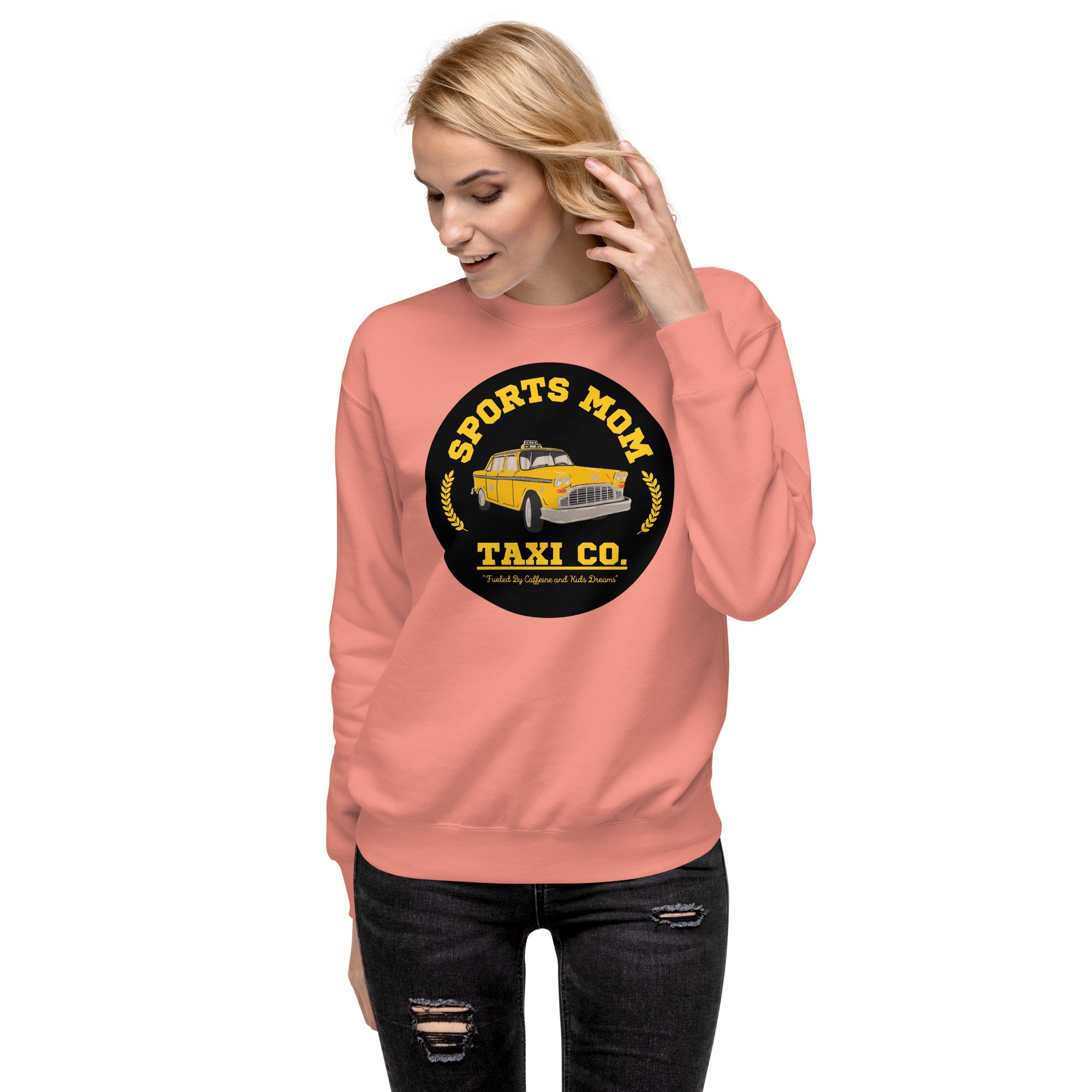 The Sports Mom Taxi Co. Original Premium Sweatshirt Dusty Rose | The Original Sports Mom