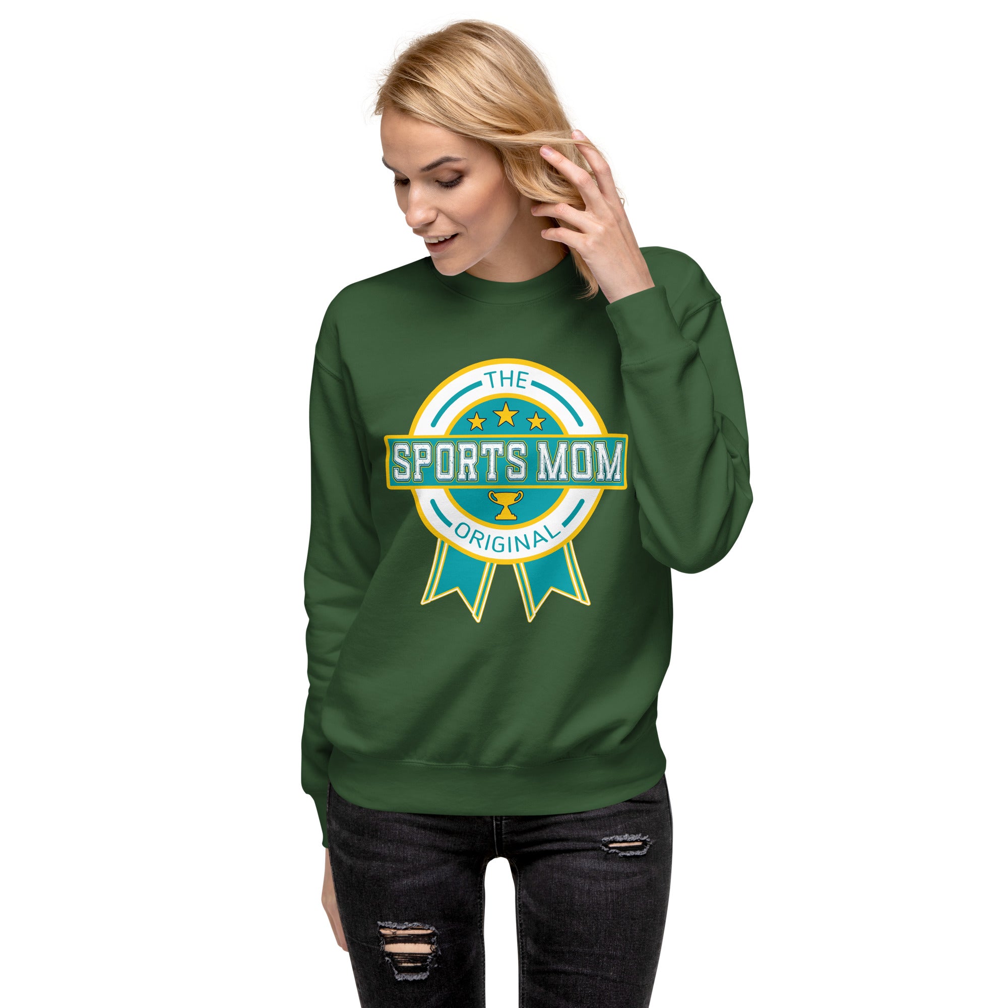 The Original Sports Mom Comfort Crew Sweatshirt Forest Green | The Original Sports Mom