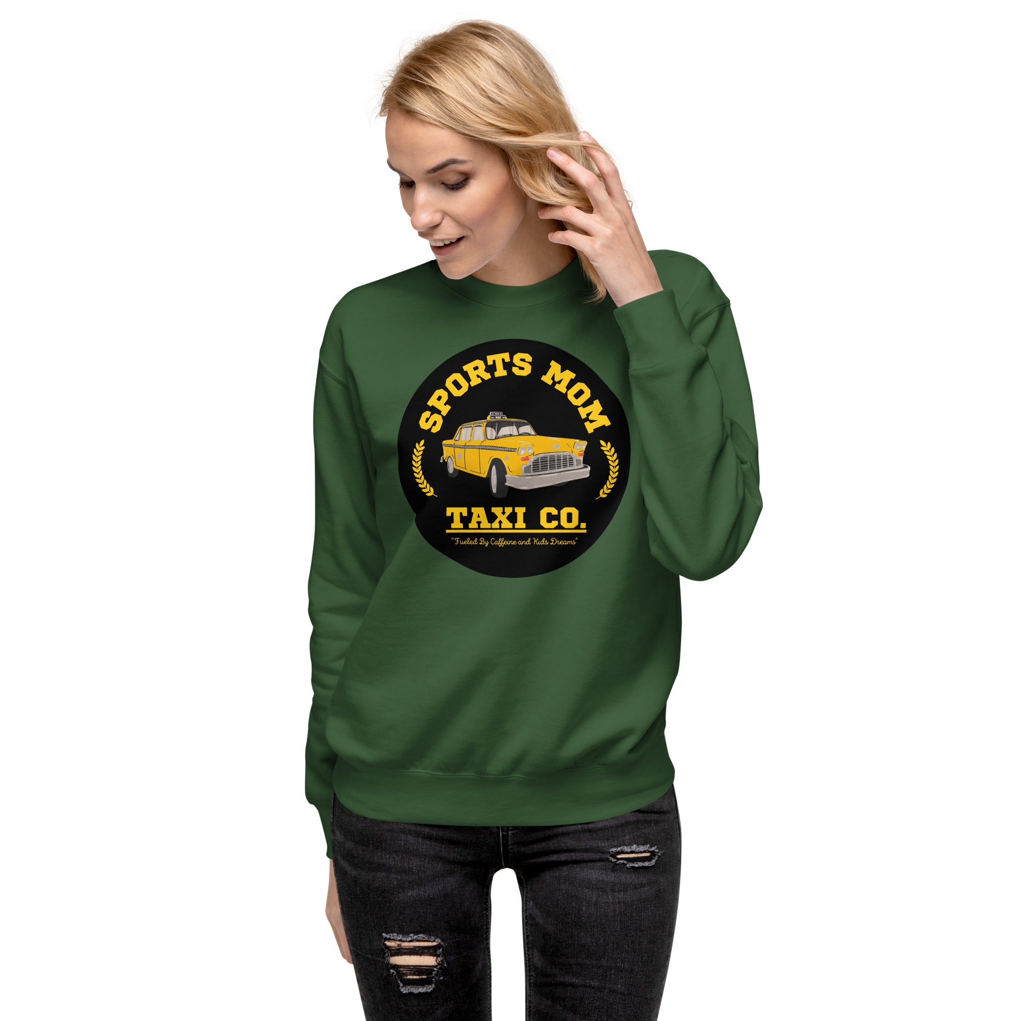 The Sports Mom Taxi Co. Original Premium Sweatshirt Forest Green | The Original Sports Mom