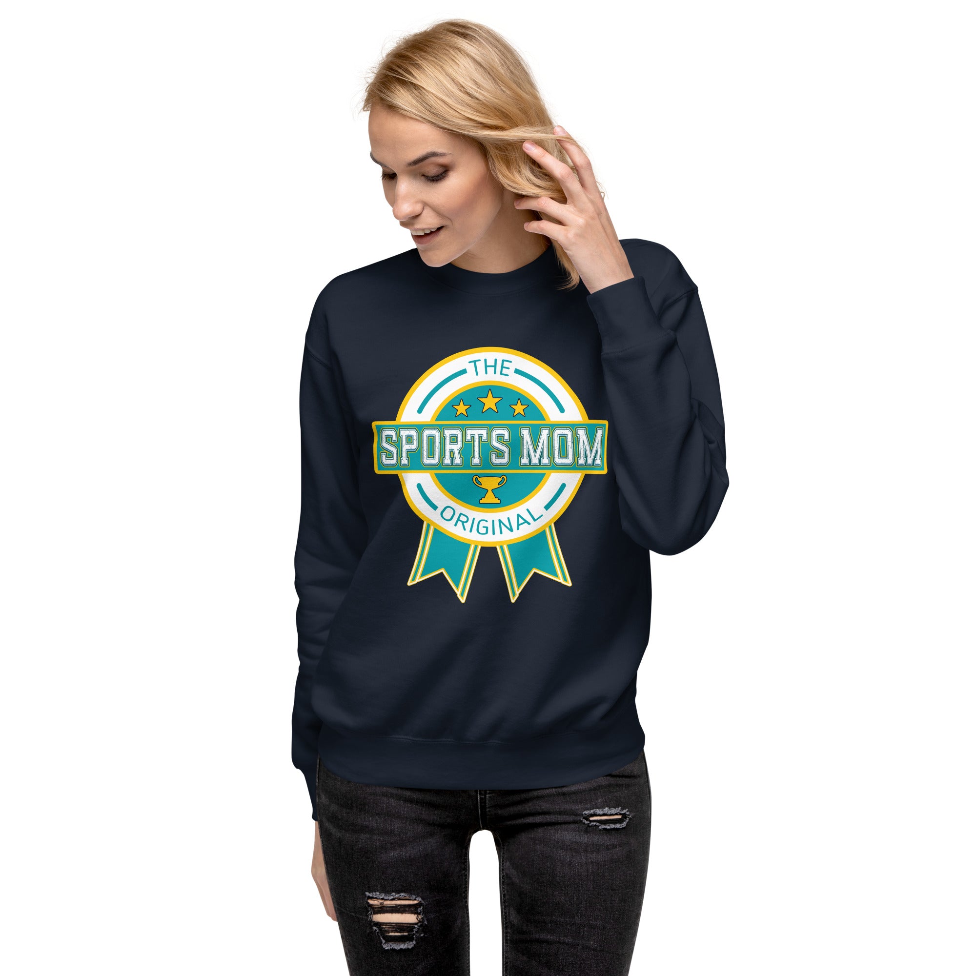 The Original Sports Mom Comfort Crew Sweatshirt Navy | The Original Sports Mom