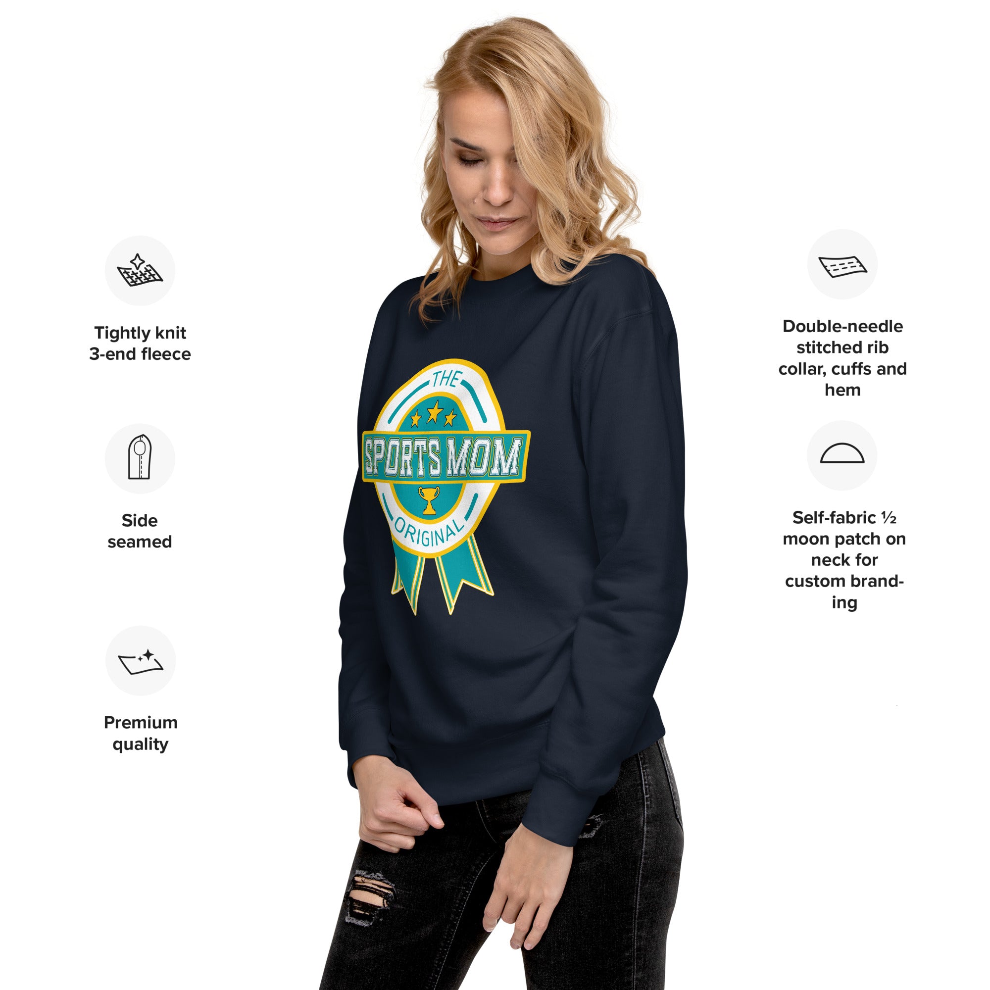 The Original Sports Mom Comfort Crew Sweatshirt Navy | The Original Sports Mom