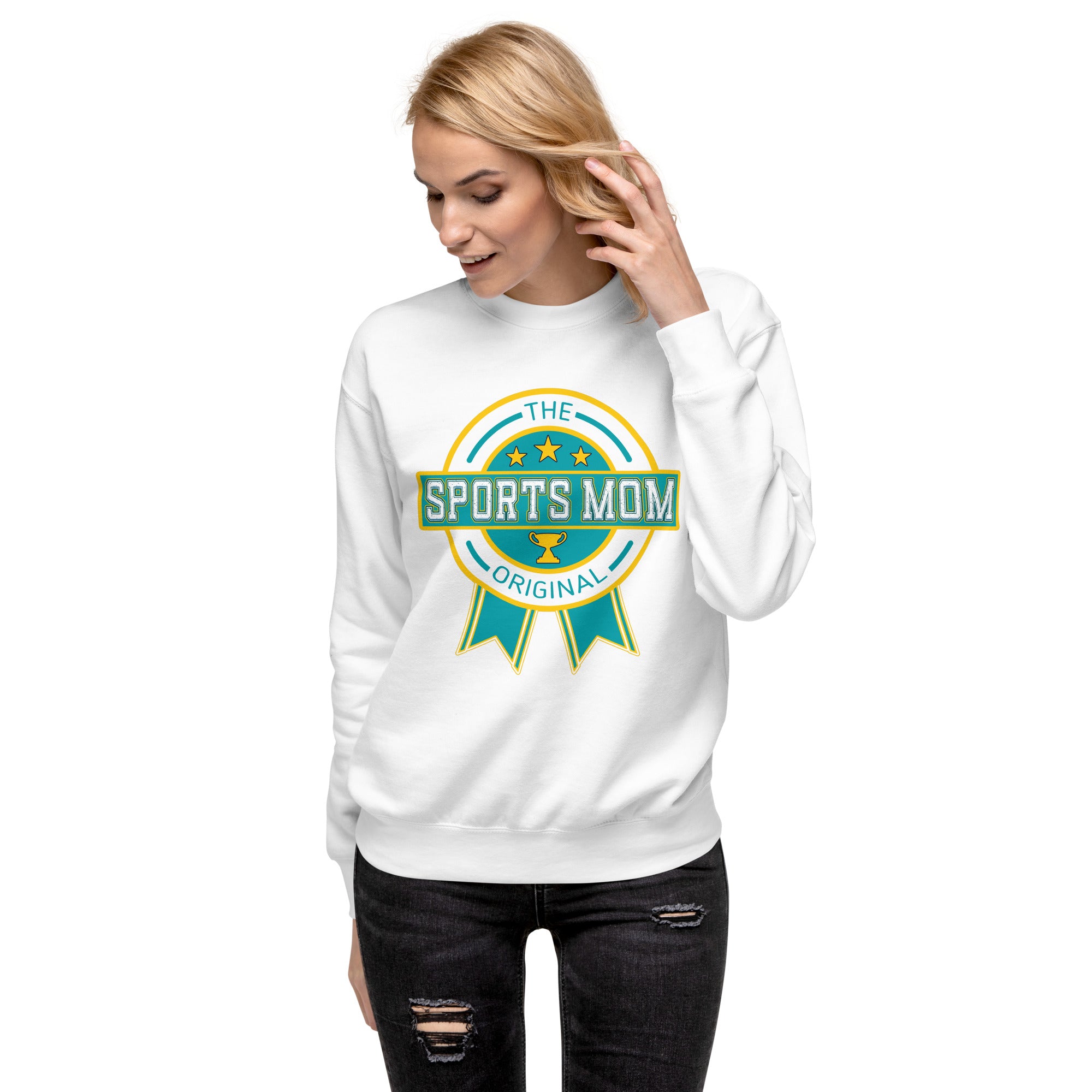The Original Sports Mom Comfort Crew Sweatshirt White | The Original Sports Mom