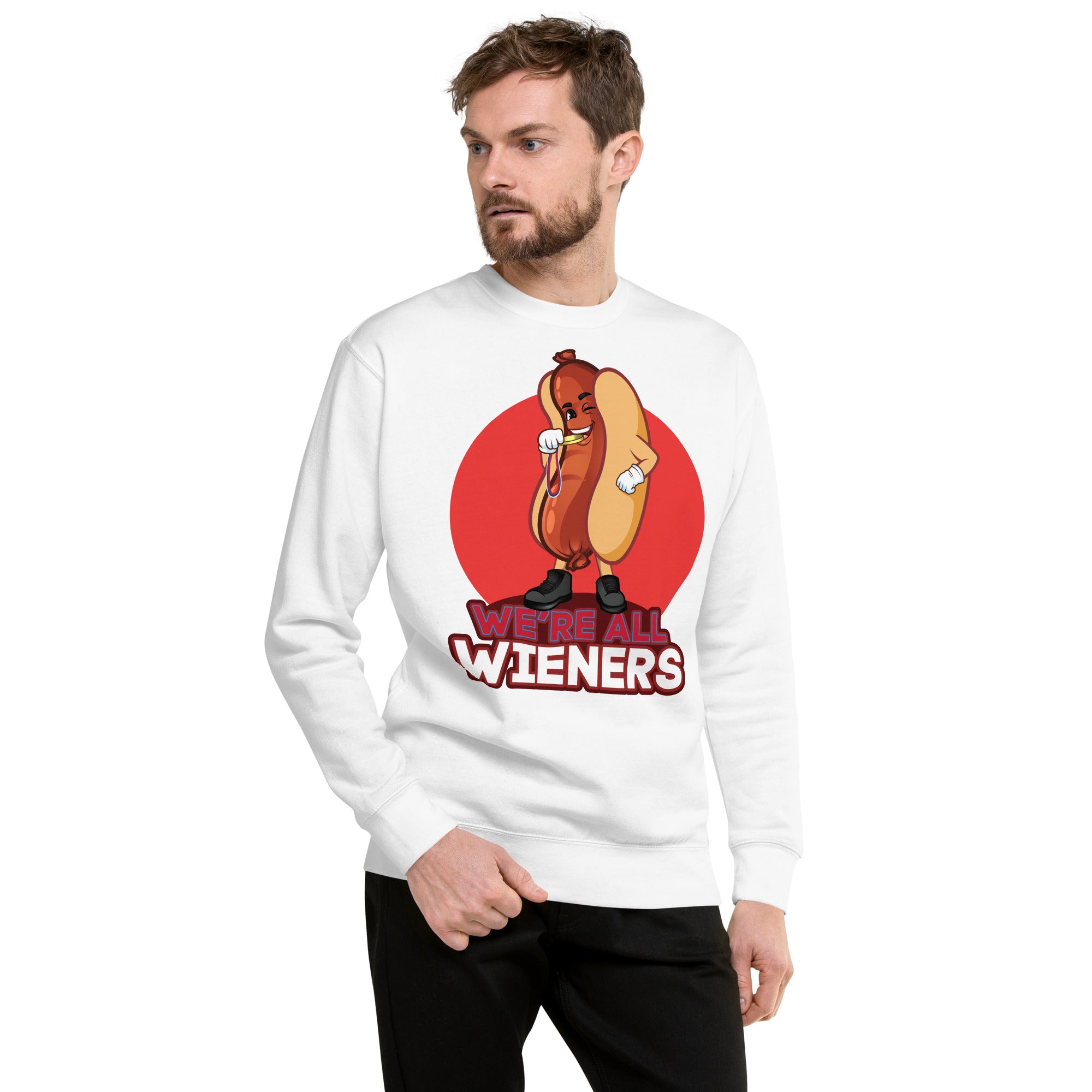 We're All Wiener's Men's Original Crew Sweatshirt - Red