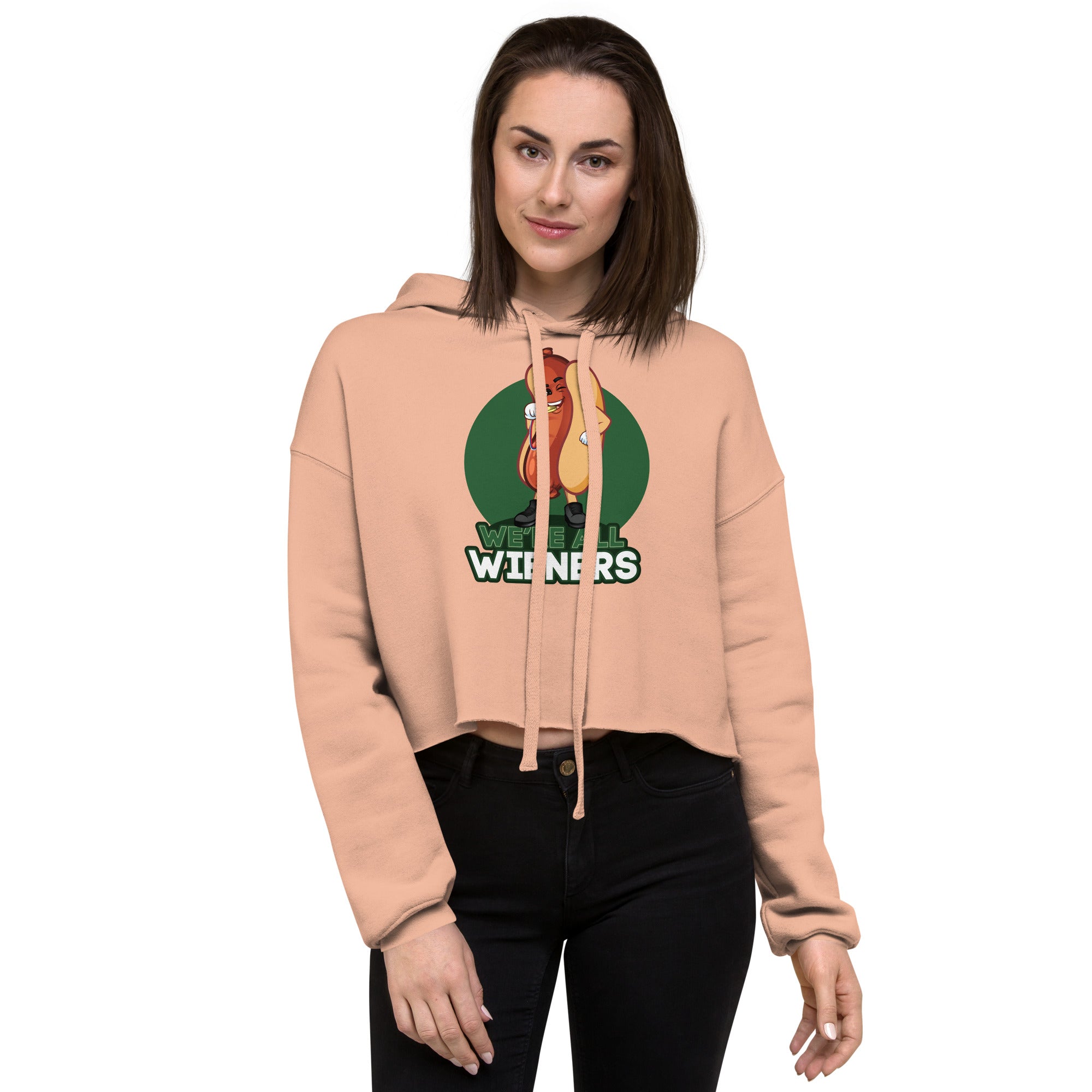 We're All Wieners Women's Crop Hoodie - Green