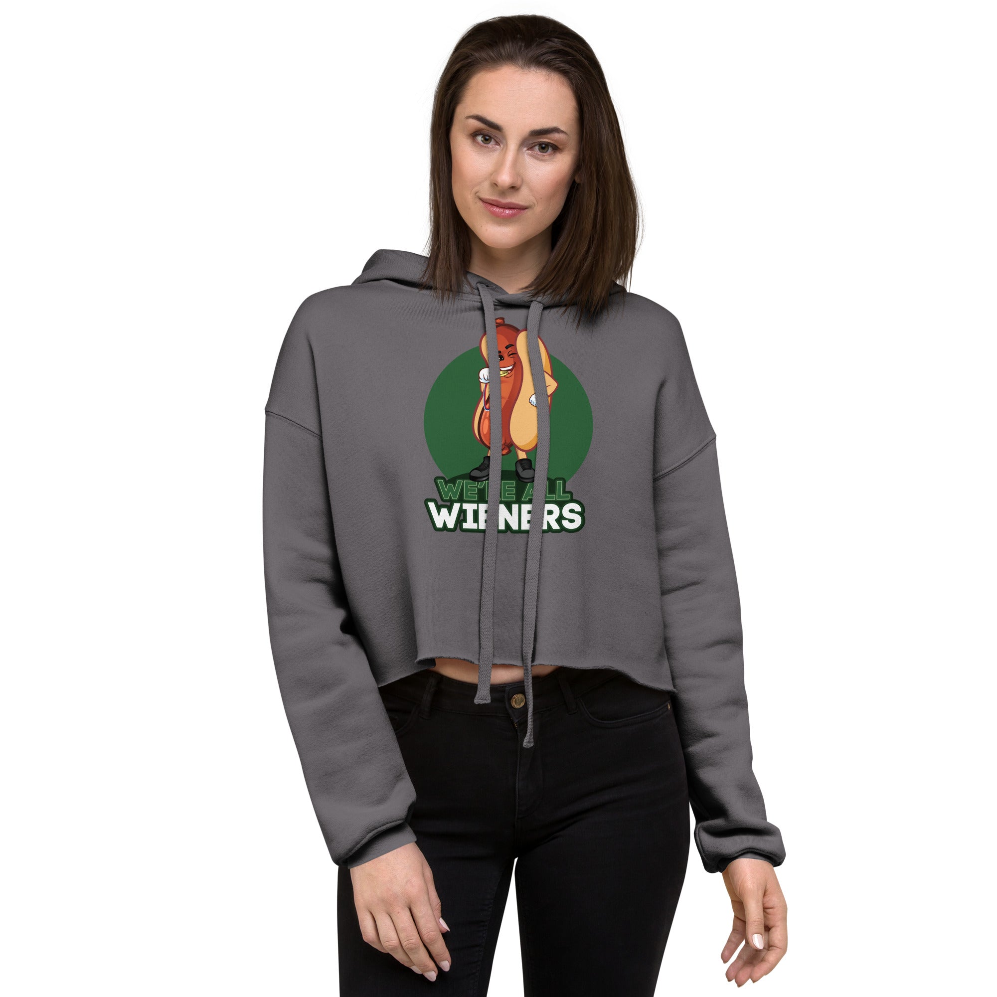 We're All Wieners Women's Crop Hoodie - Green