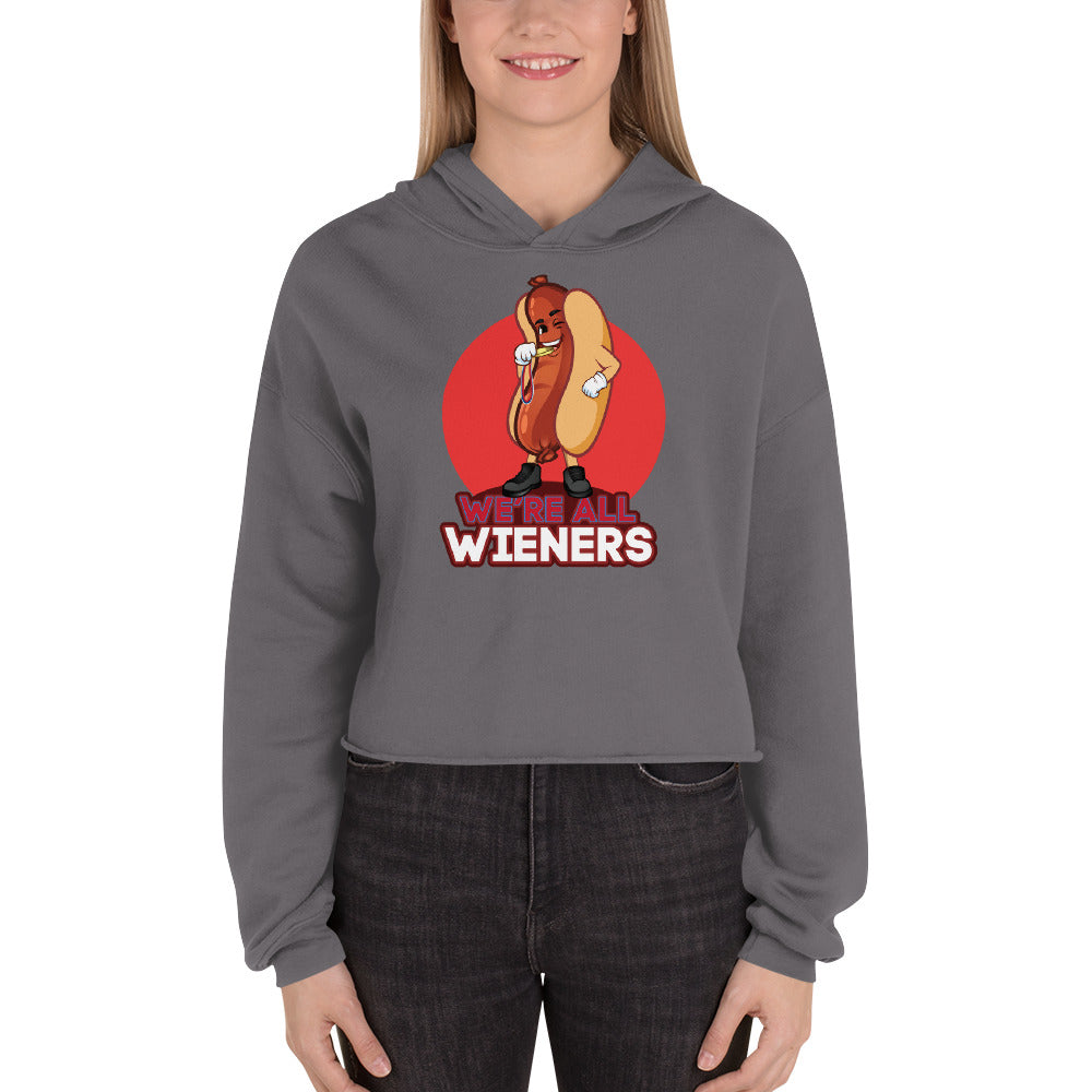 We're All Wieners Women's Crop Hoodie - Red