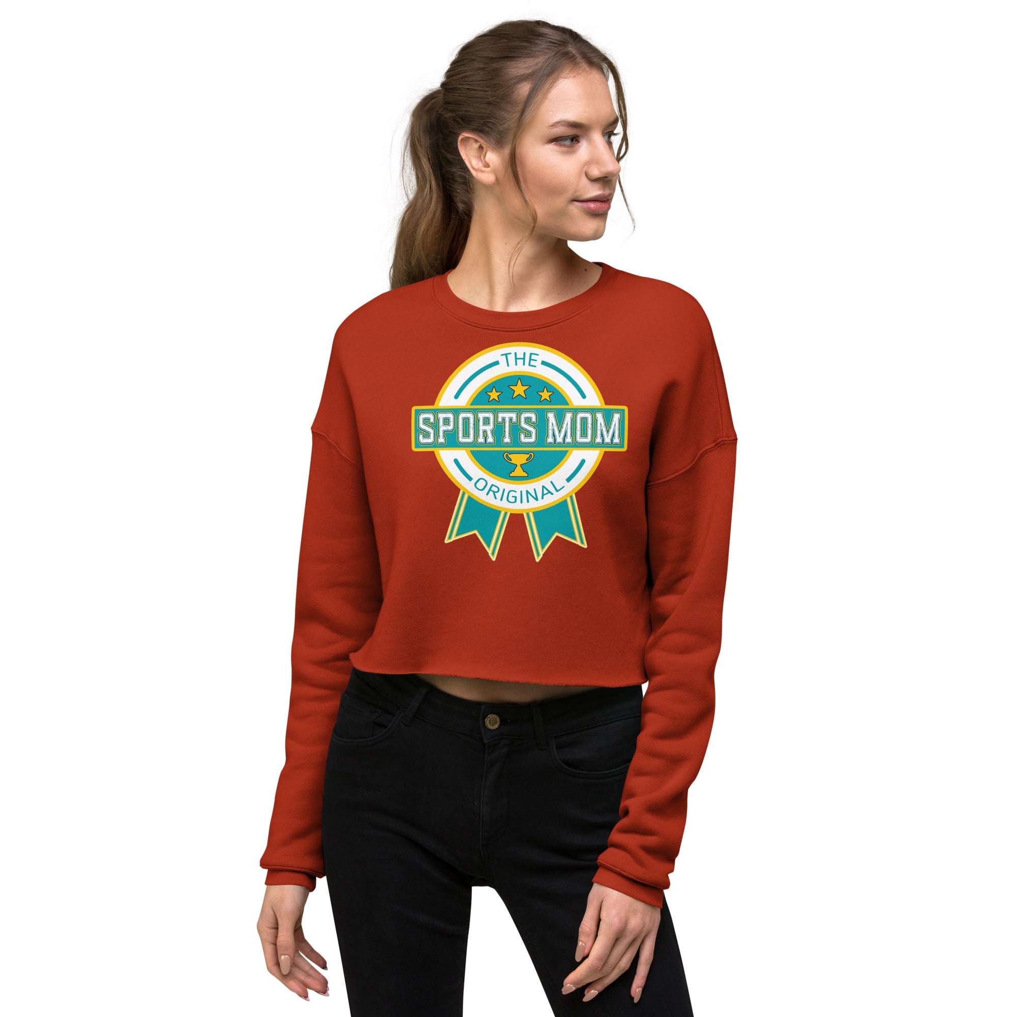The Original Sports Mom Crop Sweatshirt Brick | The Original Sports Mom