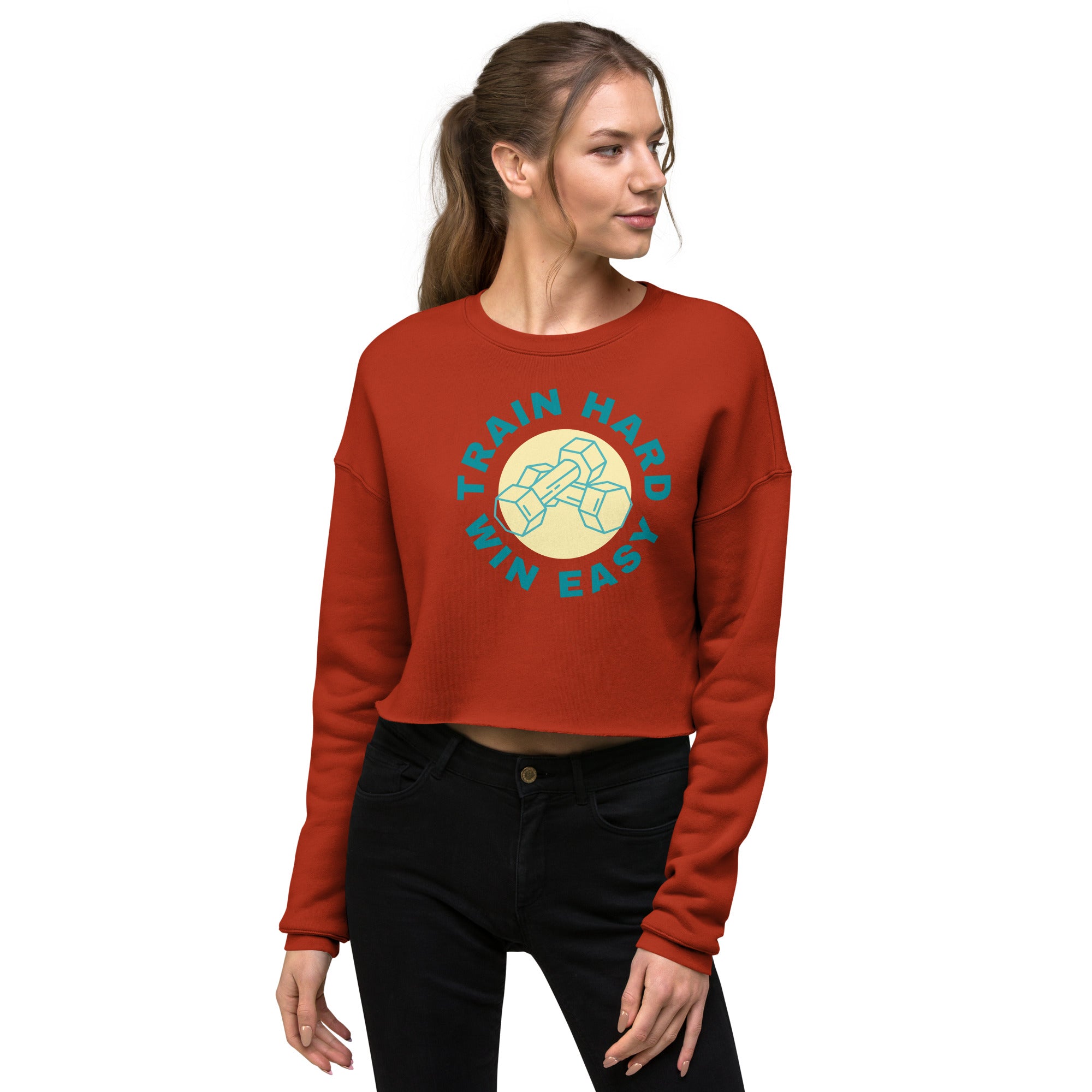 Train Hard Win Easy Women's Crop Sweatshirt
