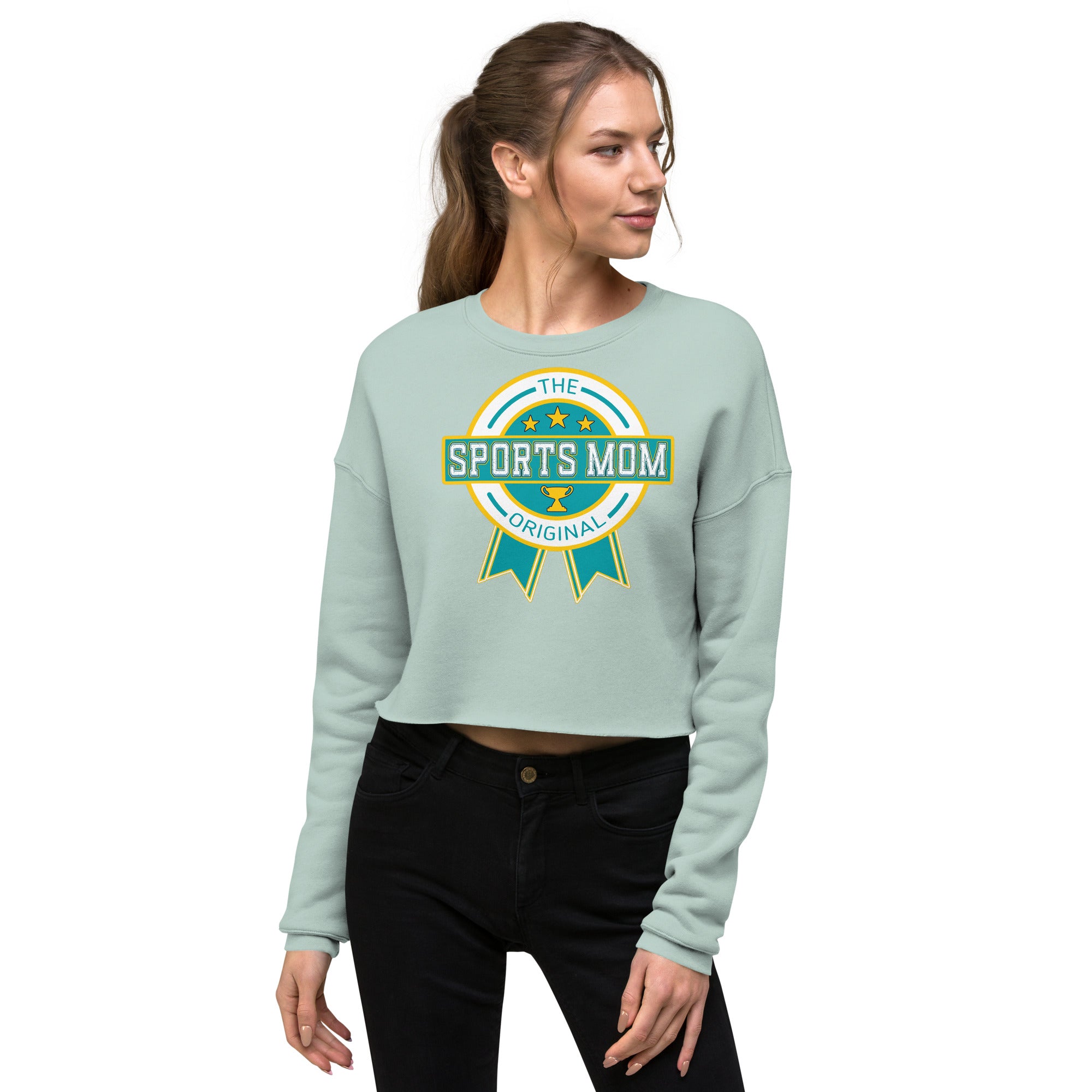 The Original Sports Mom Crop Sweatshirt Dusty Blue | The Original Sports Mom
