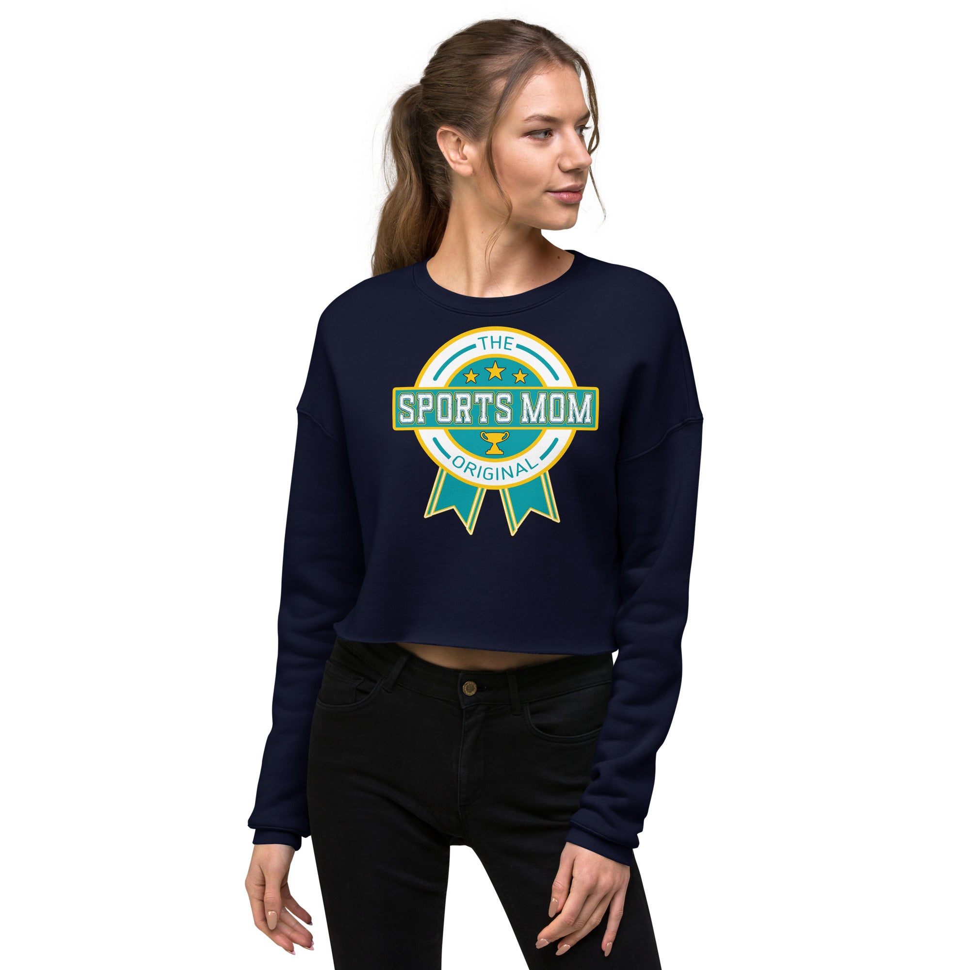 The Original Sports Mom Crop Sweatshirt Navy | The Original Sports Mom