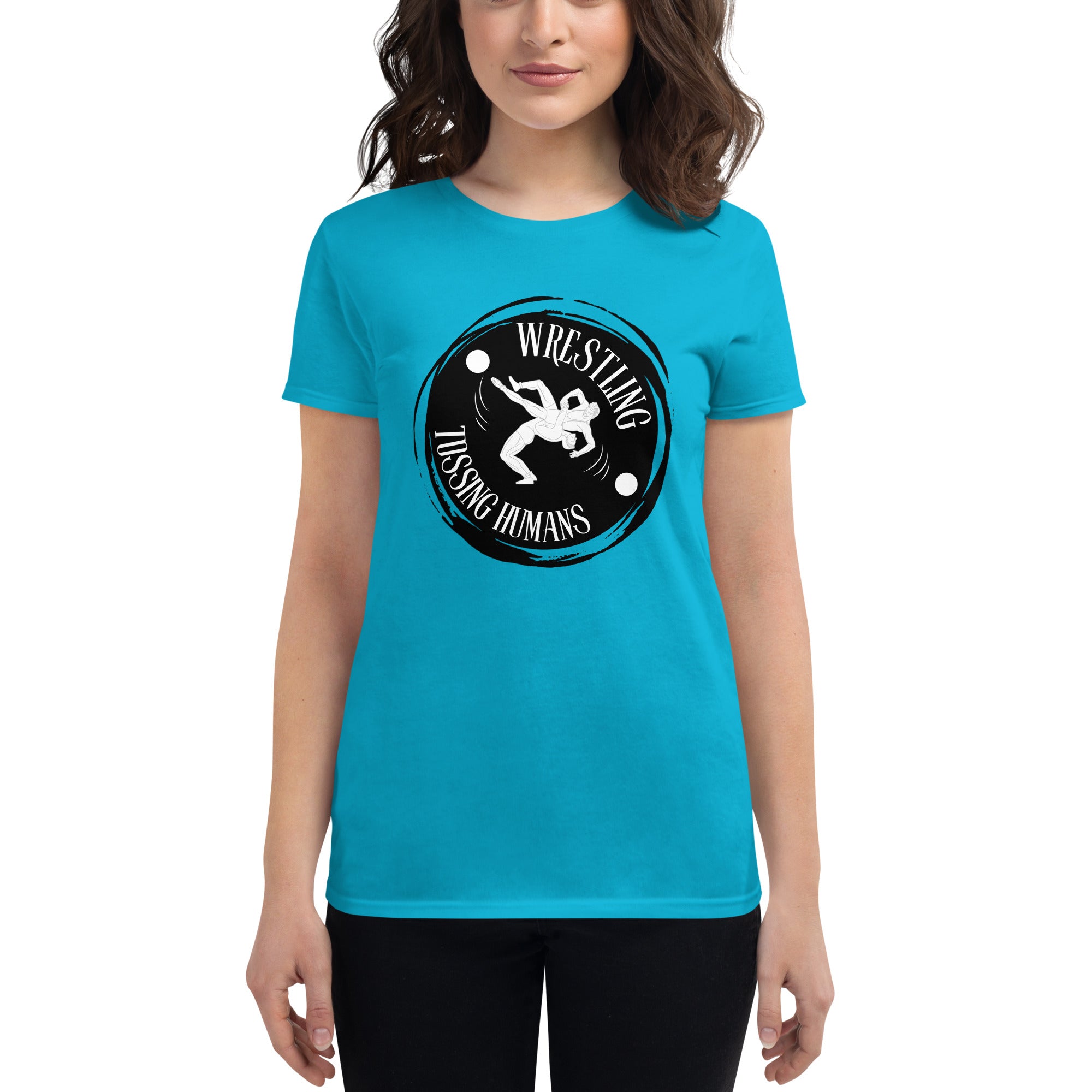 Wrestling Tossing Humans Women's Fitted T-Shirt