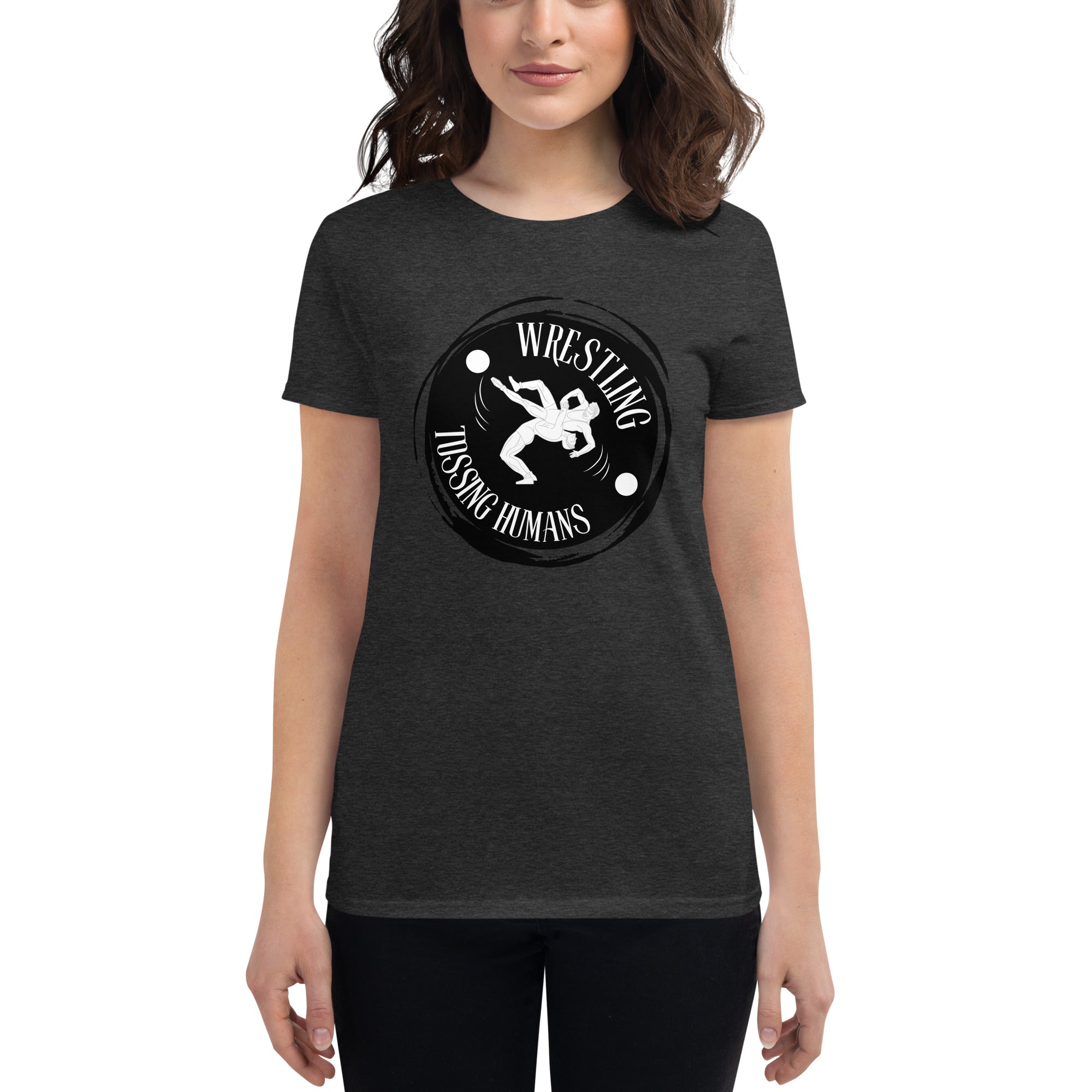 Wrestling Tossing Humans Women's Fitted T-Shirt