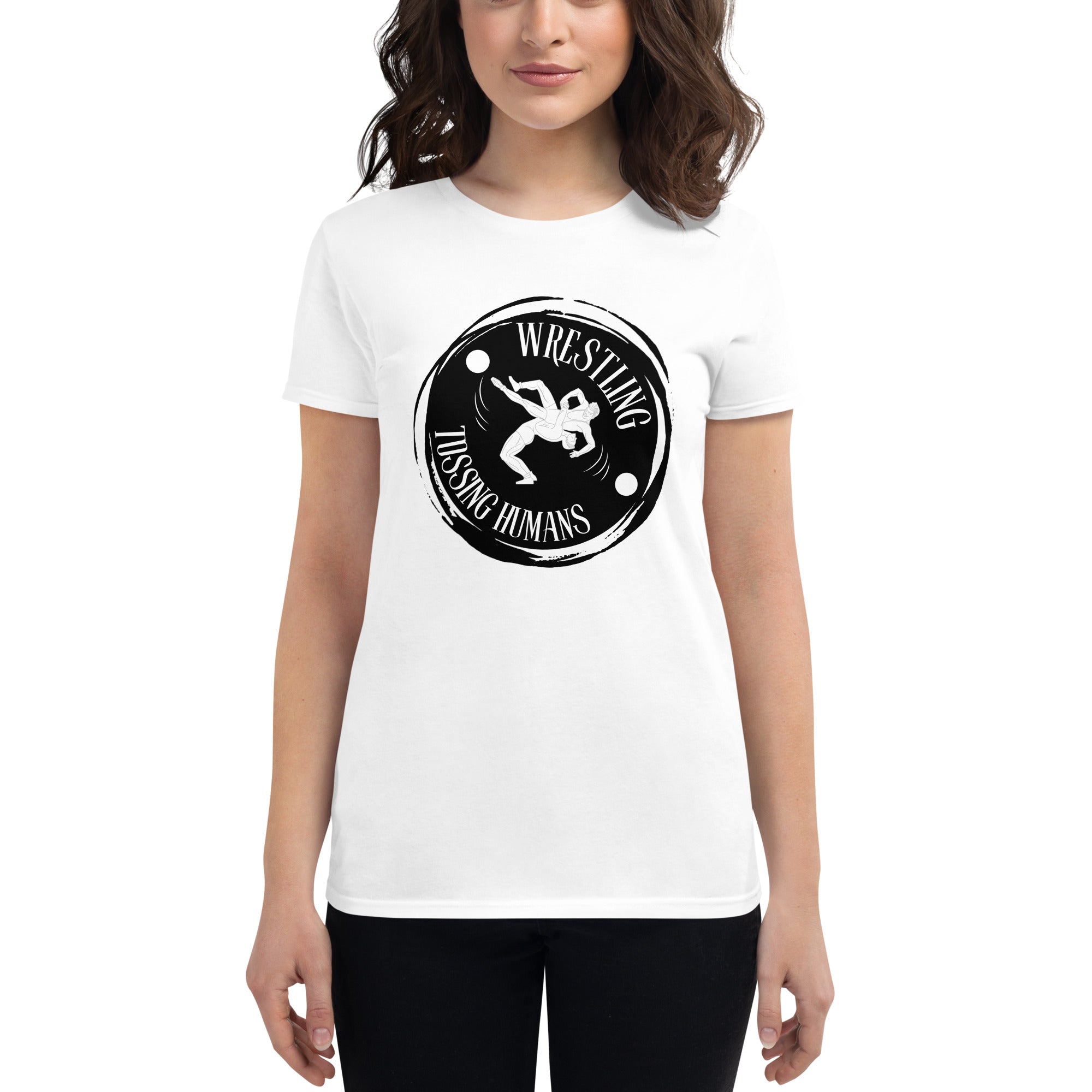 Wrestling Tossing Humans Women's Fitted T-Shirt