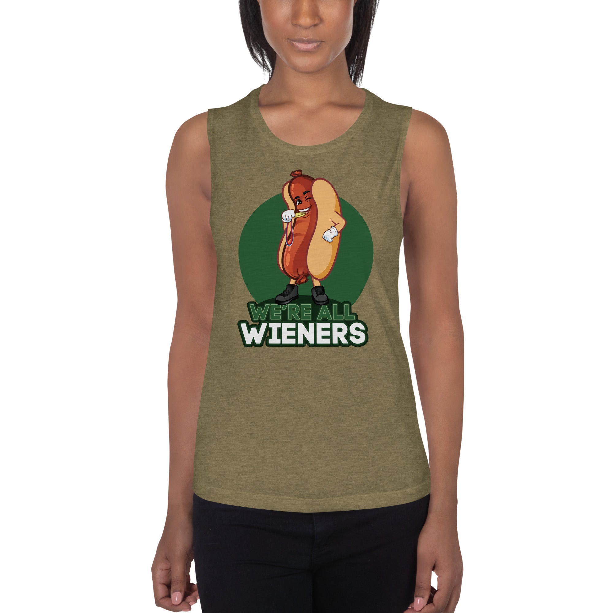 We're All Wieners Women's Muscle Tank - Green